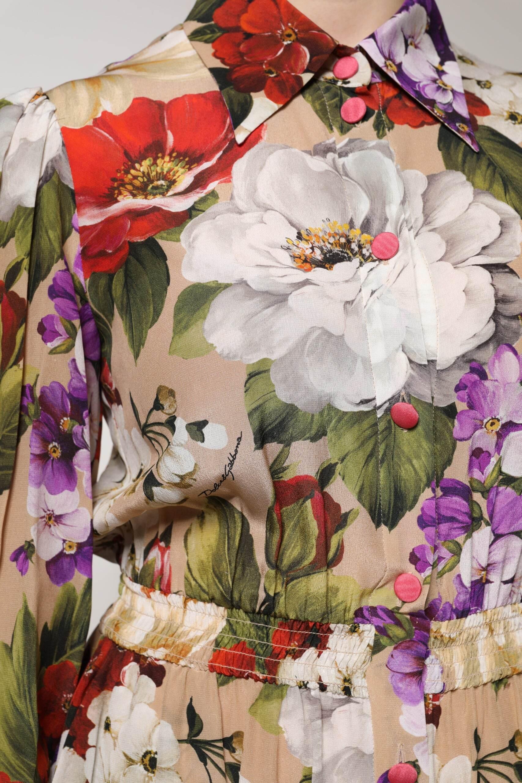 Dolce & Gabbana Multicolor Floral Wide Leg Jumpsuit Dress - Hilstor