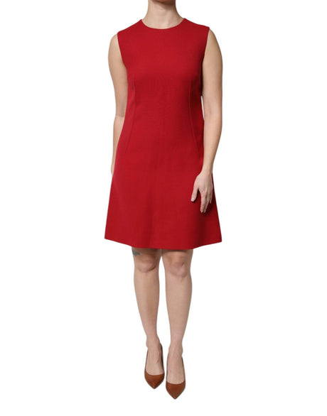 Dolce & Gabbana Red Wool Sleeveless Knee Length A-line Dress - Hilstor