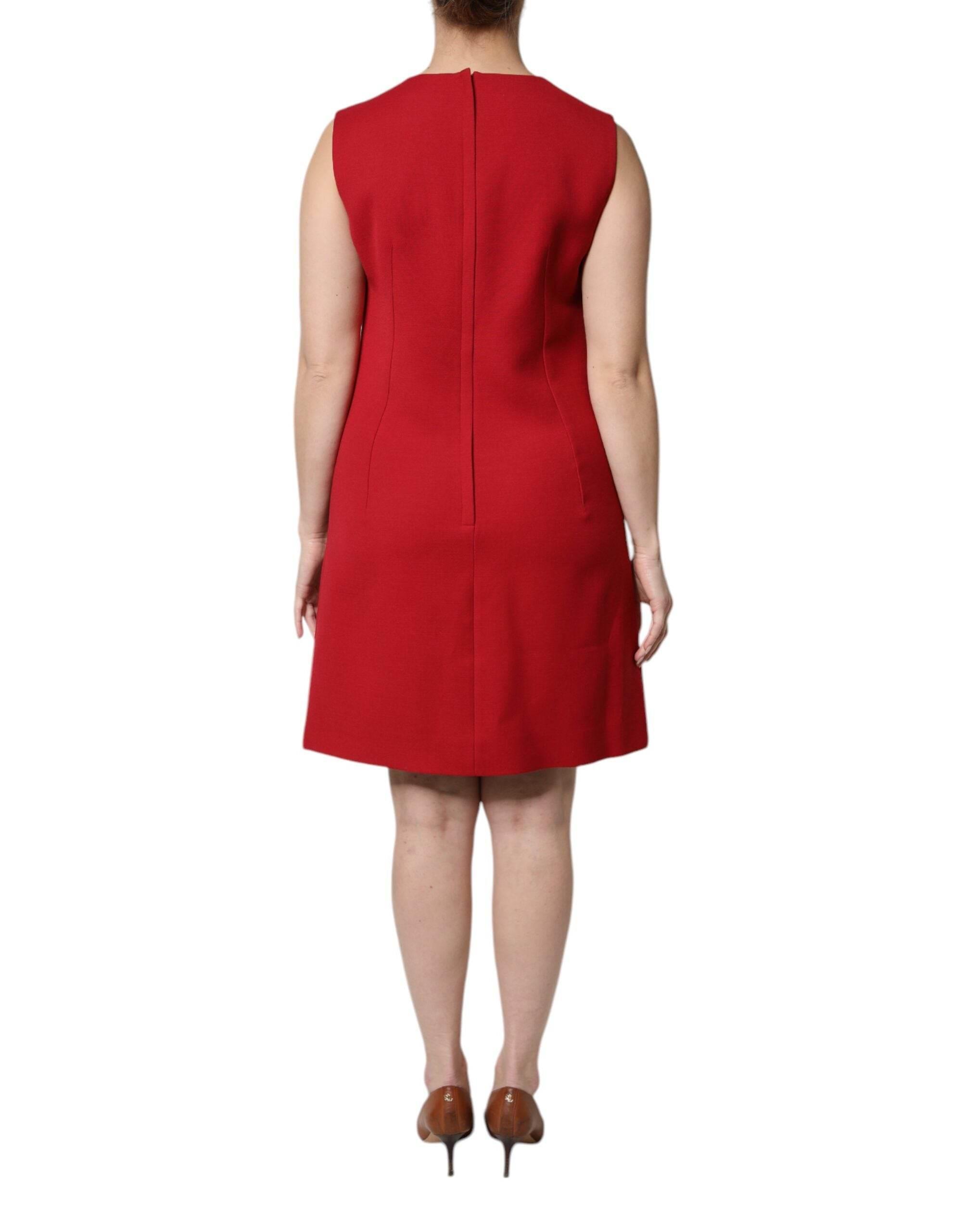 Dolce & Gabbana Red Wool Sleeveless Knee Length A-line Dress - Hilstor