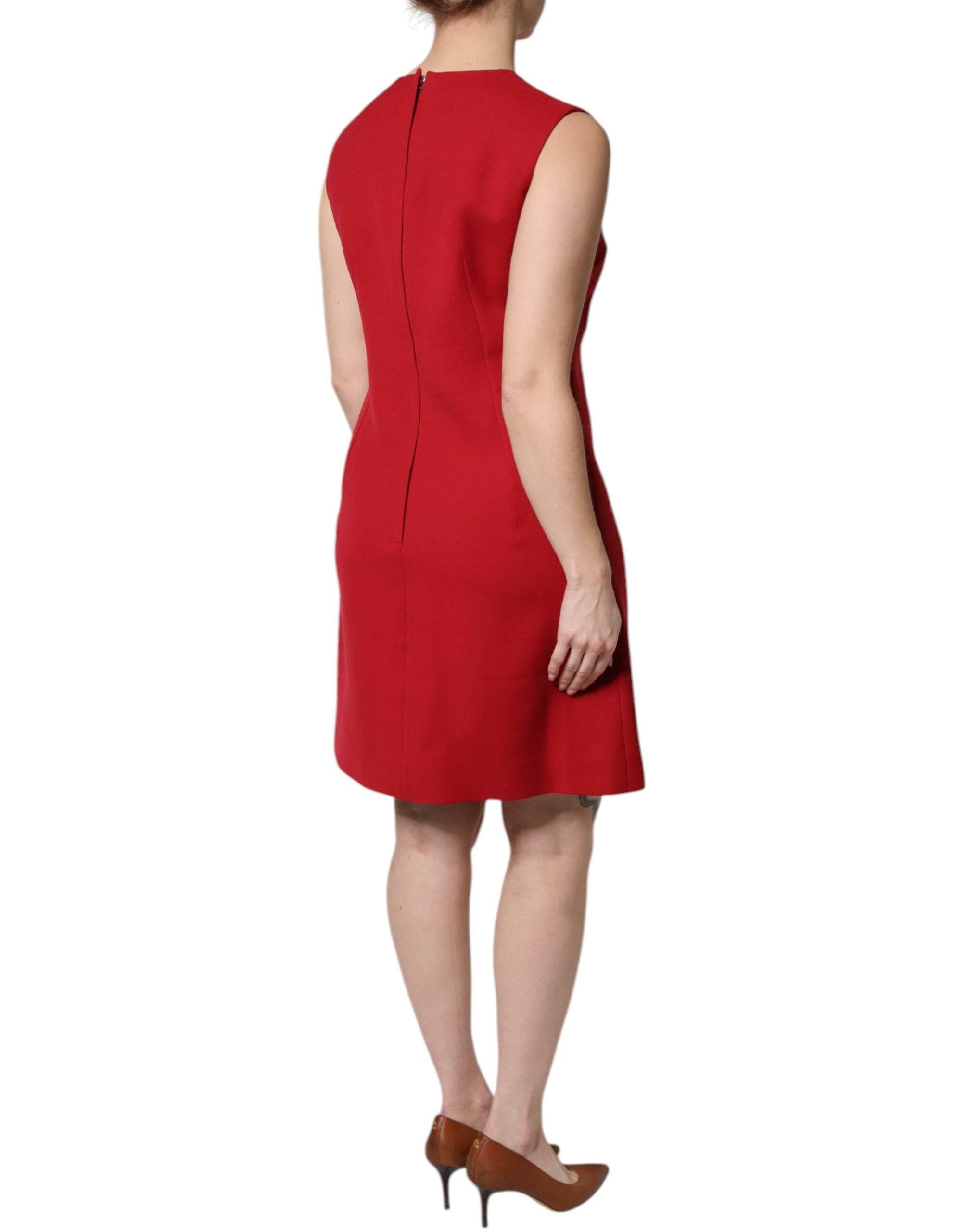 Dolce & Gabbana Red Wool Sleeveless Knee Length A-line Dress - Hilstor