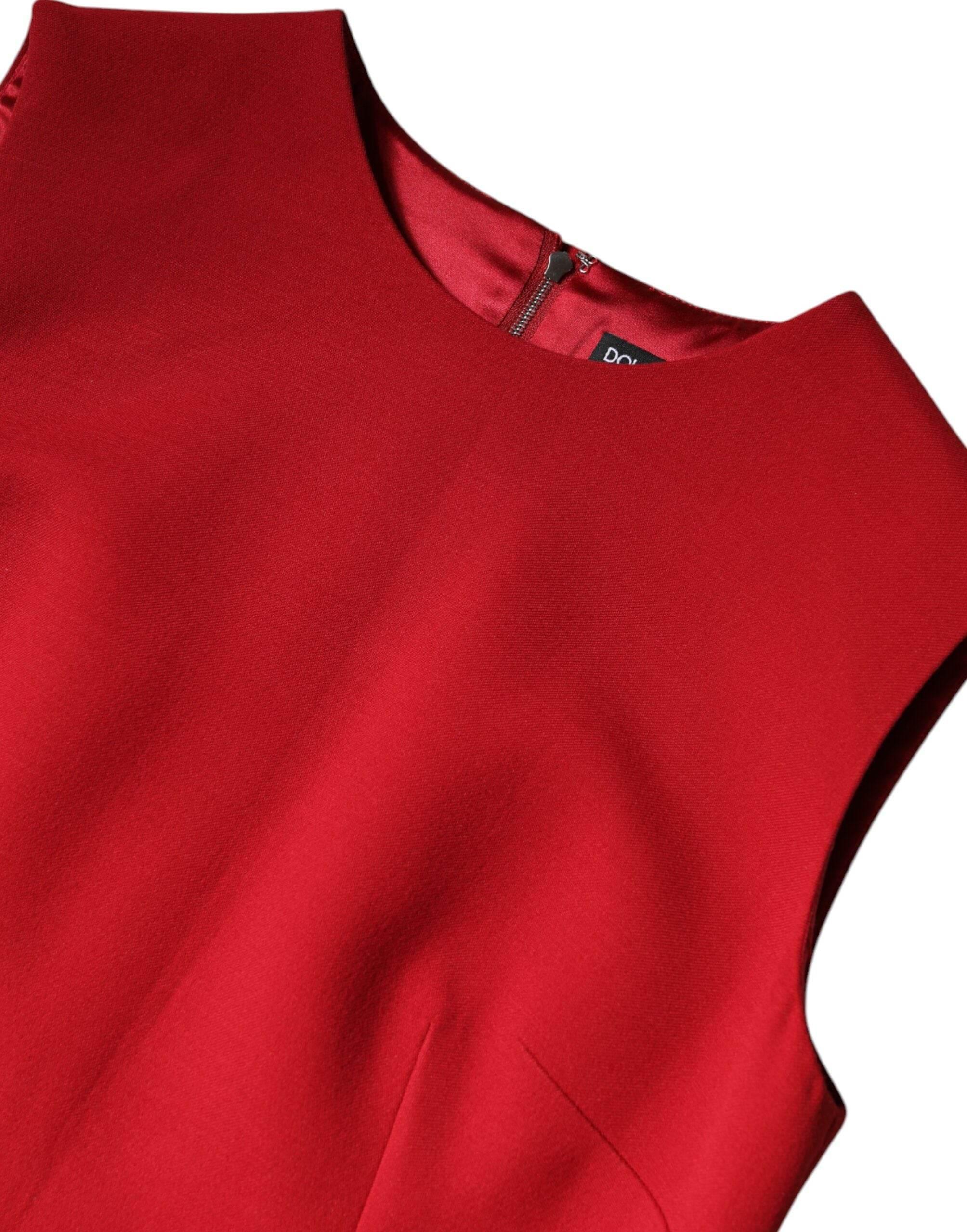 Dolce & Gabbana Red Wool Sleeveless Knee Length A-line Dress - Hilstor