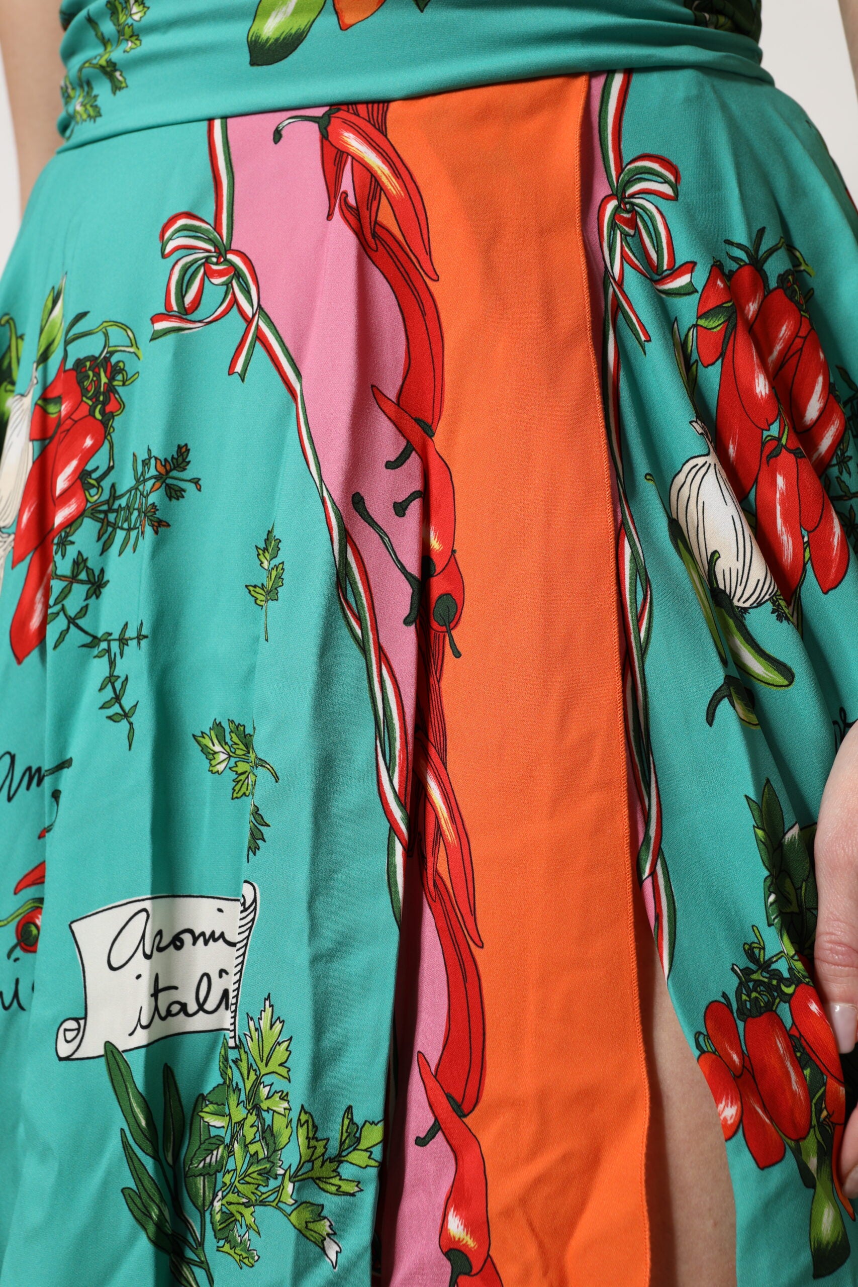 Dolce &amp; Gabbana Multicolor Printed Silke Ærmeløs Midi-kjole