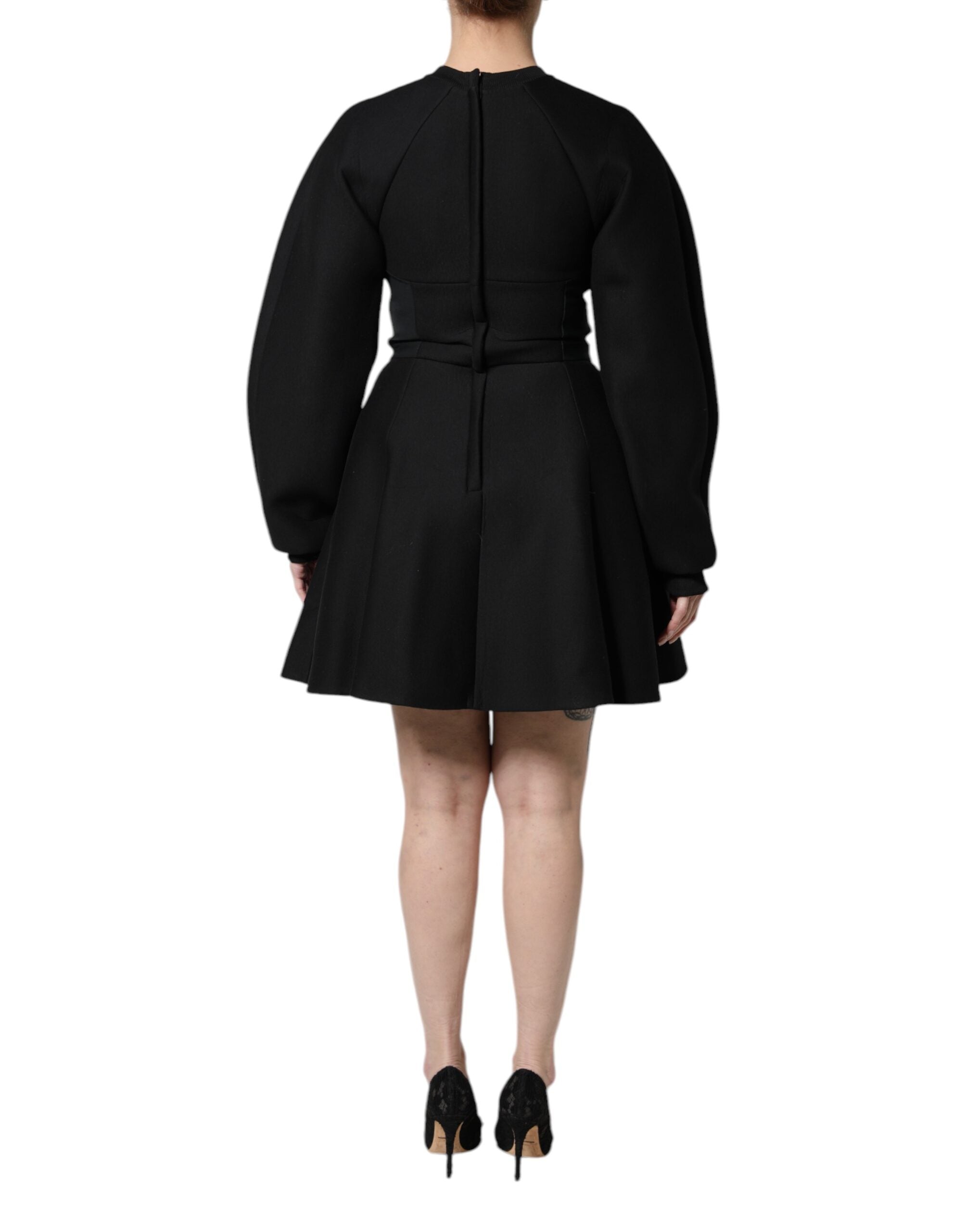 Dolce &amp; Gabbana sort bomuld lange ærmer A-line mini kjole
