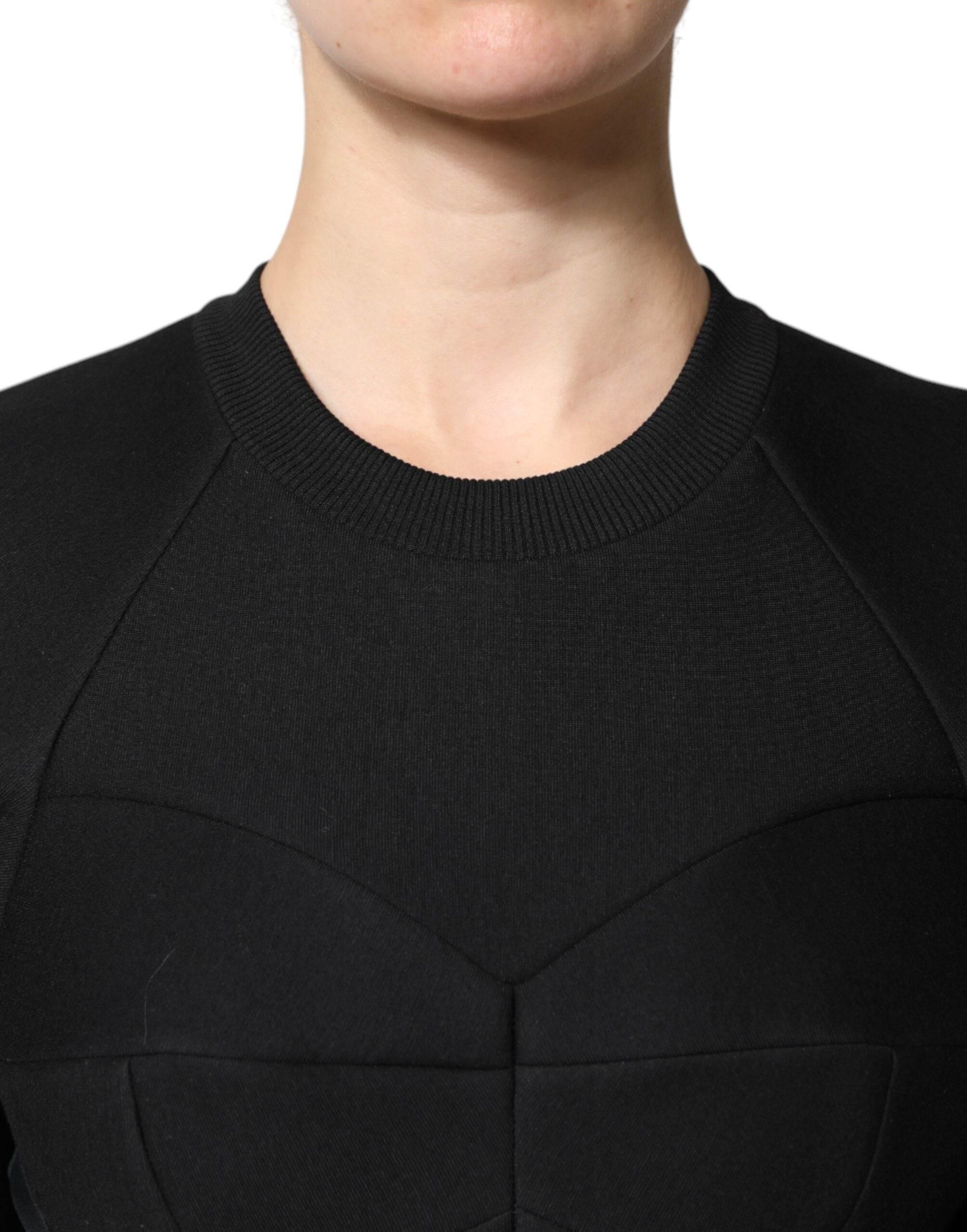 Dolce & Gabbana Black Cotton Long Sleeves A-line Mini Dress - Hilstor