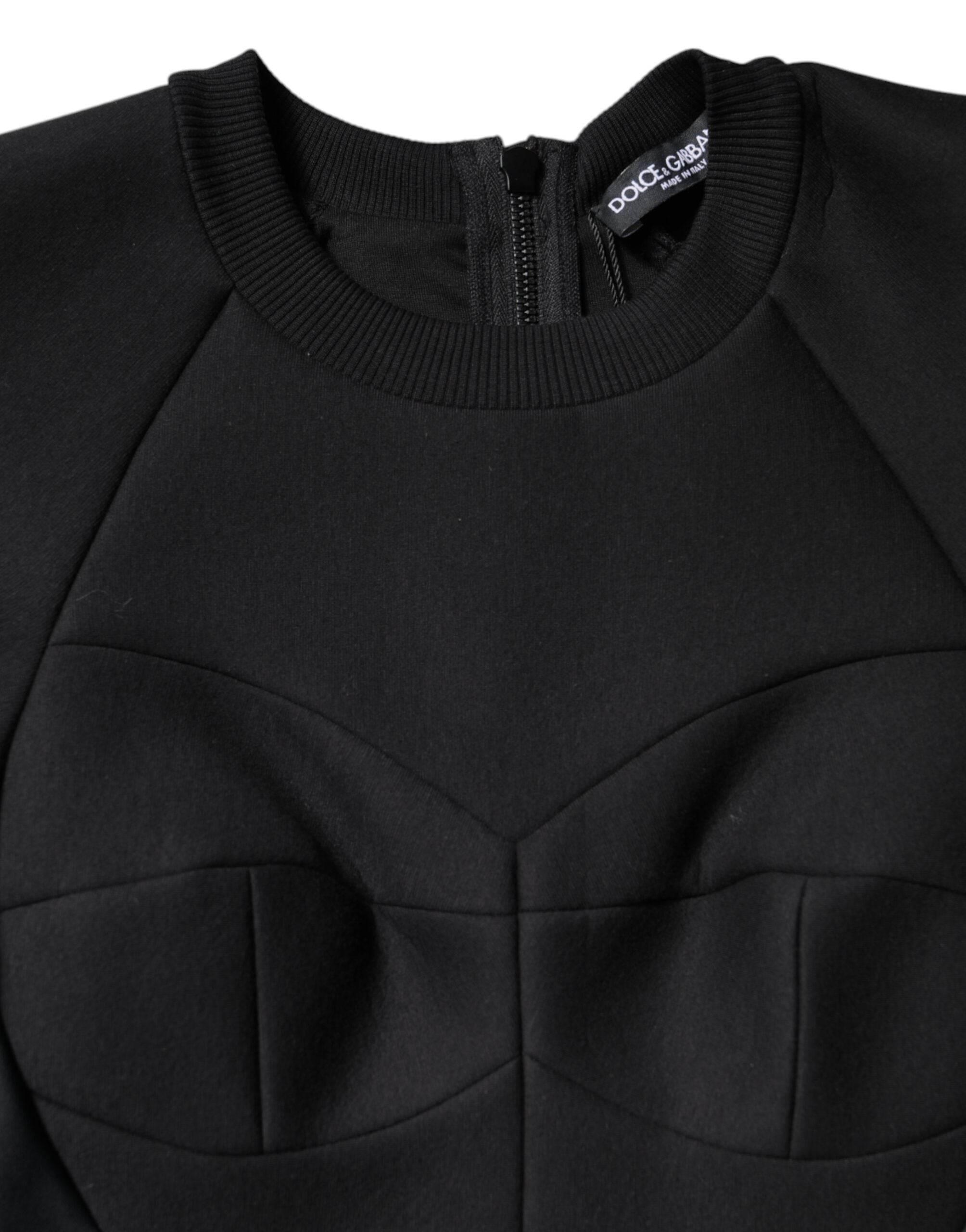 Dolce & Gabbana Black Cotton Long Sleeves A-line Mini Dress - Hilstor