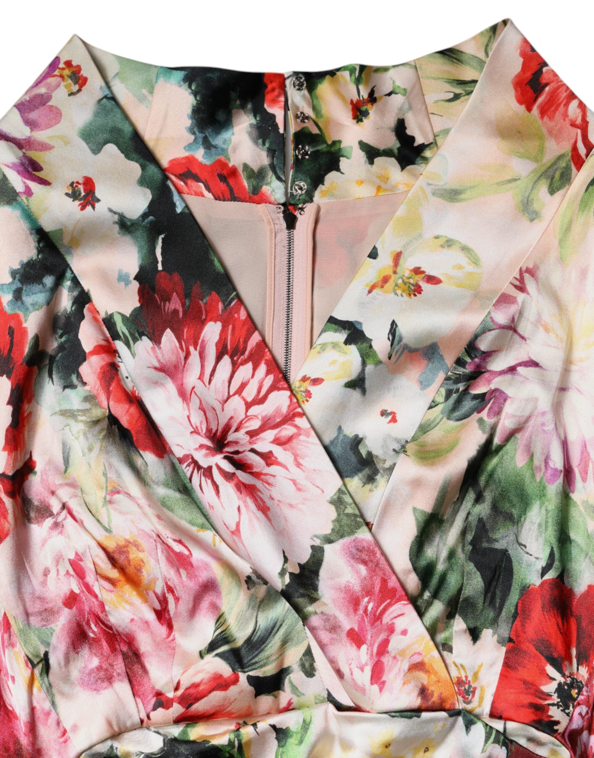 Dolce &amp; Gabbana Multifärgad Blommig Kortärmad Midiklänning
