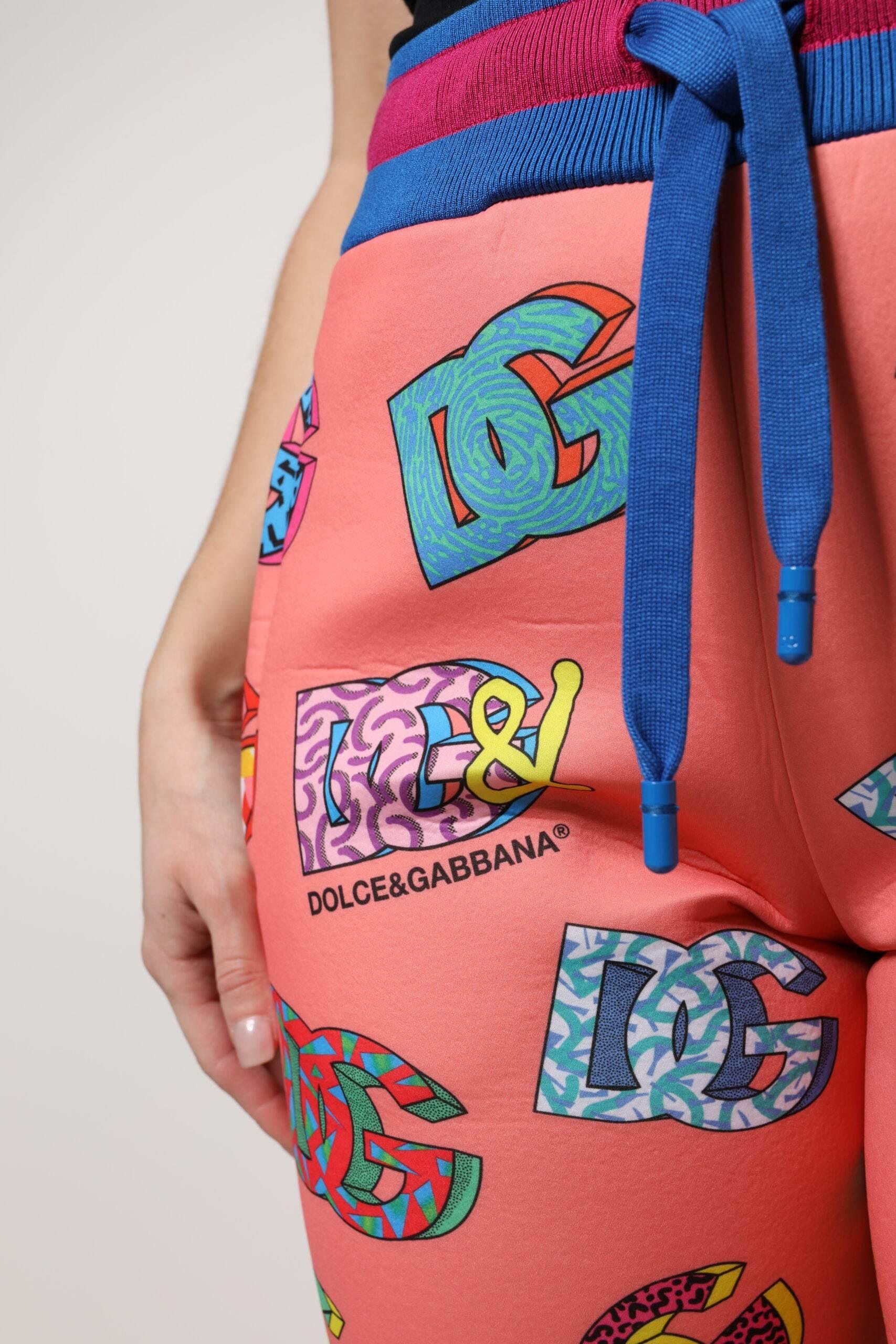 Dolce & Gabbana Pink Logo Monogram Jogger Sweatpants Pants - Hilstor