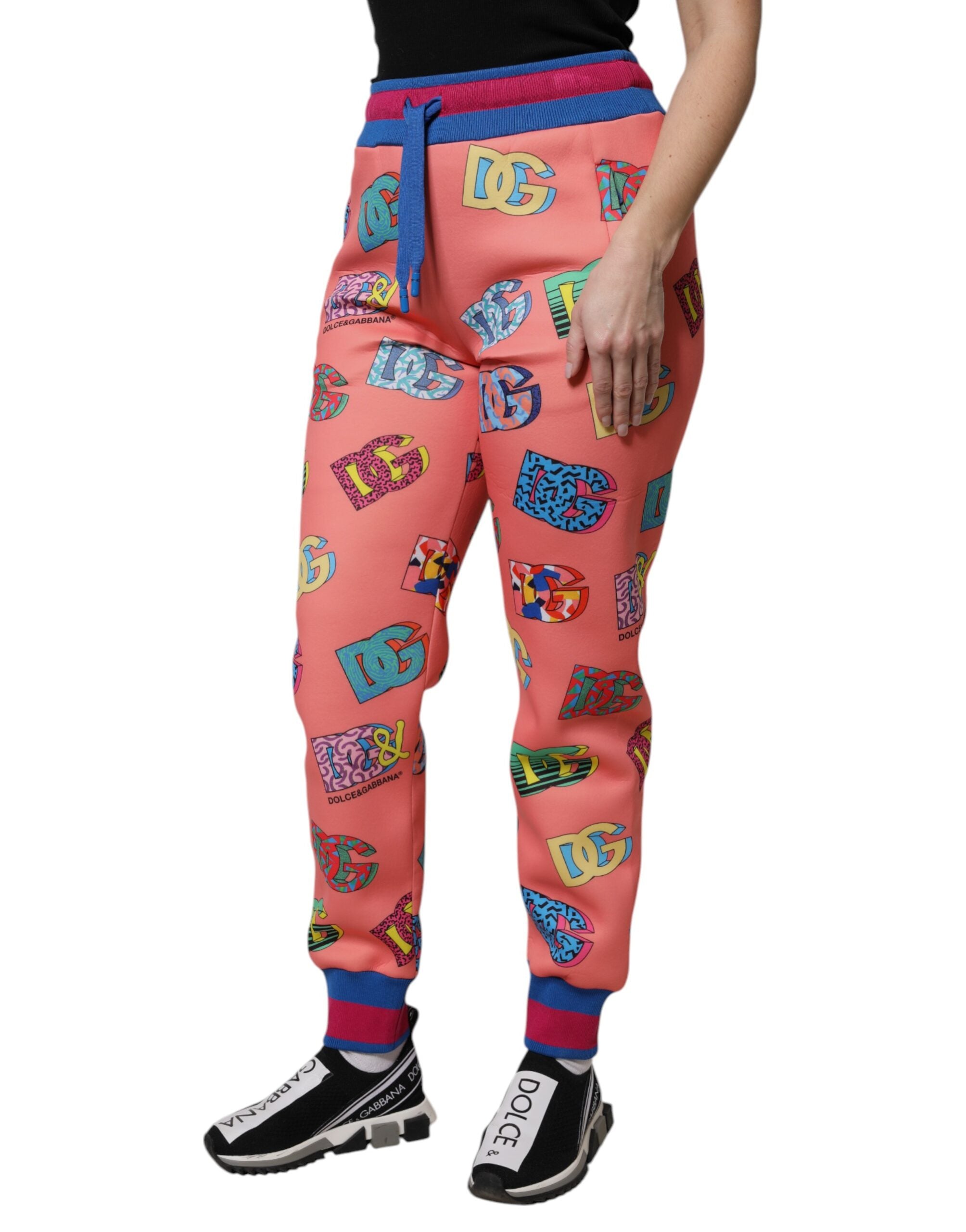 Dolce &amp; Gabbana Pink Logo Monogram Jogger Sweatpants Bukser