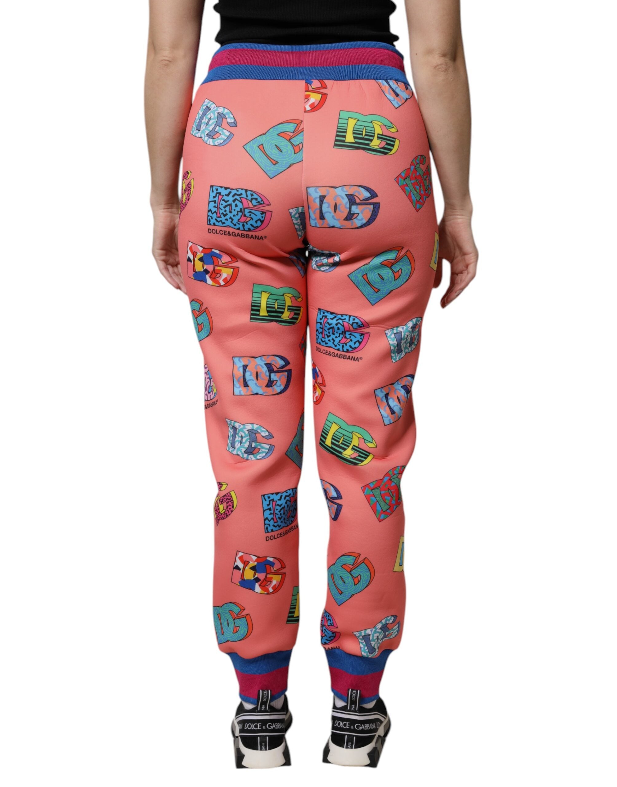 Dolce &amp; Gabbana Pink Logo Monogram Jogger Sweatpants Bukser