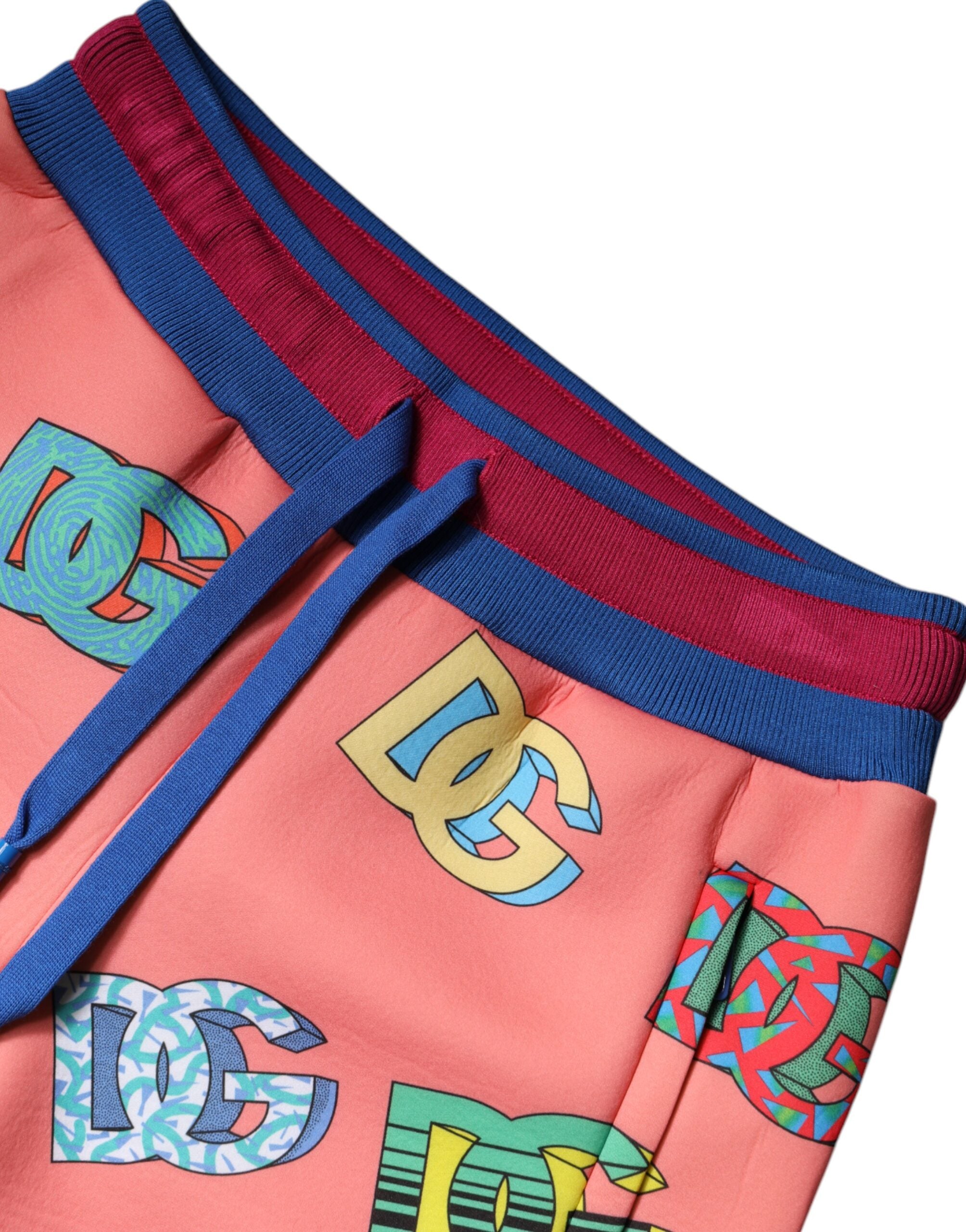 Dolce &amp; Gabbana Pink Logo Monogram Jogger Sweatpants Bukser