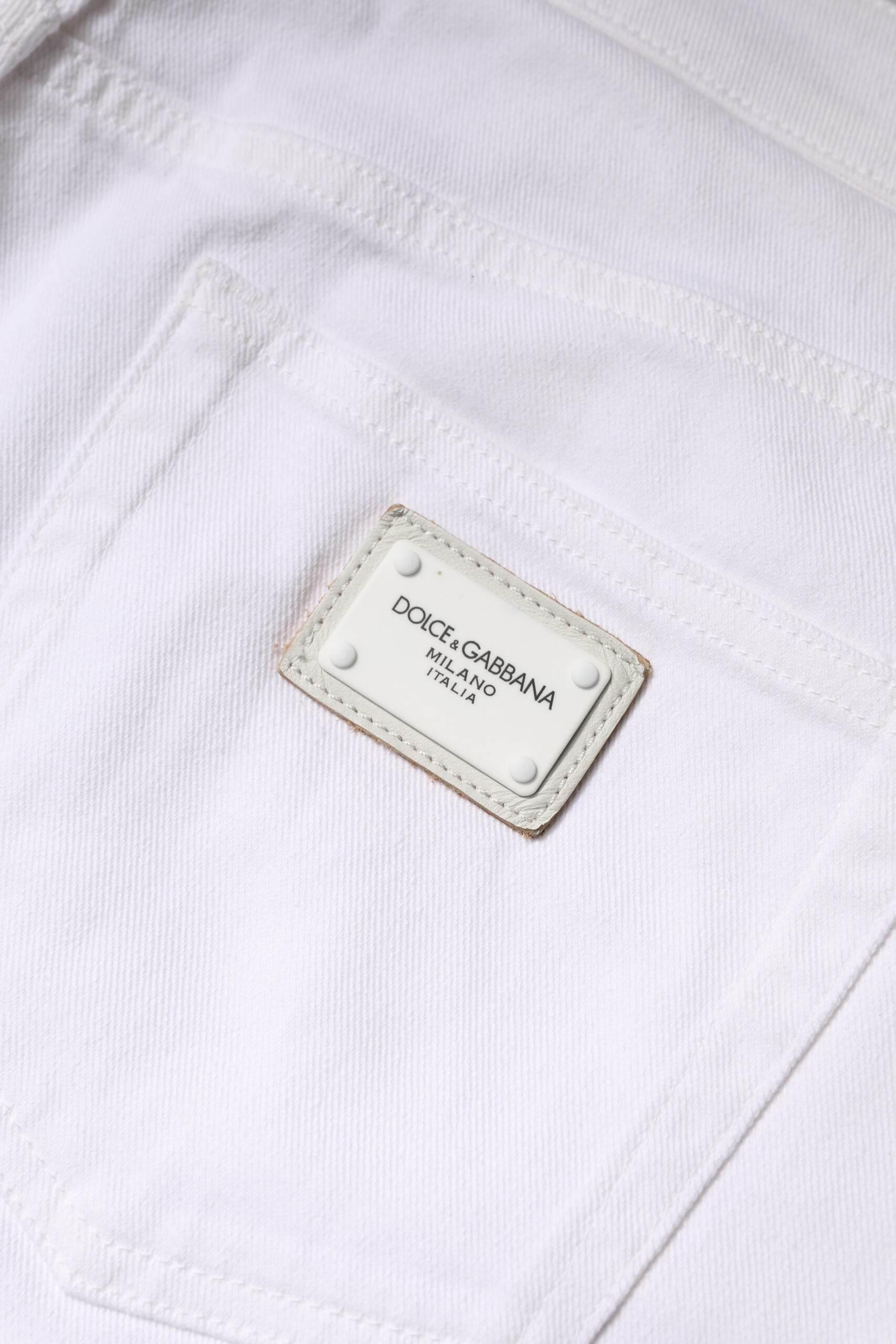 Dolce & Gabbana White Cotton Mid Waist Skinny Denim Jeans - Hilstor