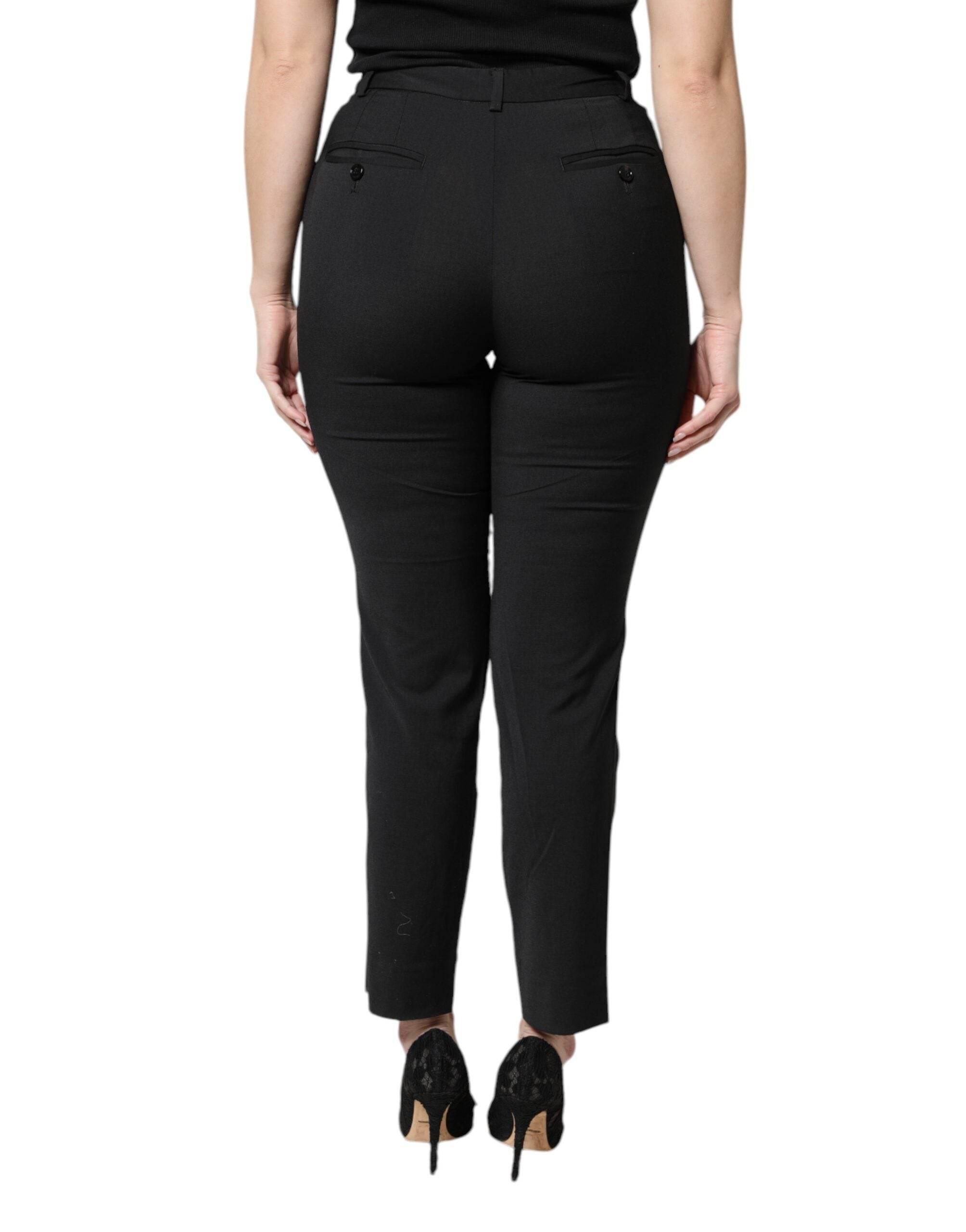 Dolce & Gabbana Black Polyester High Waist Slim Pants - Hilstor