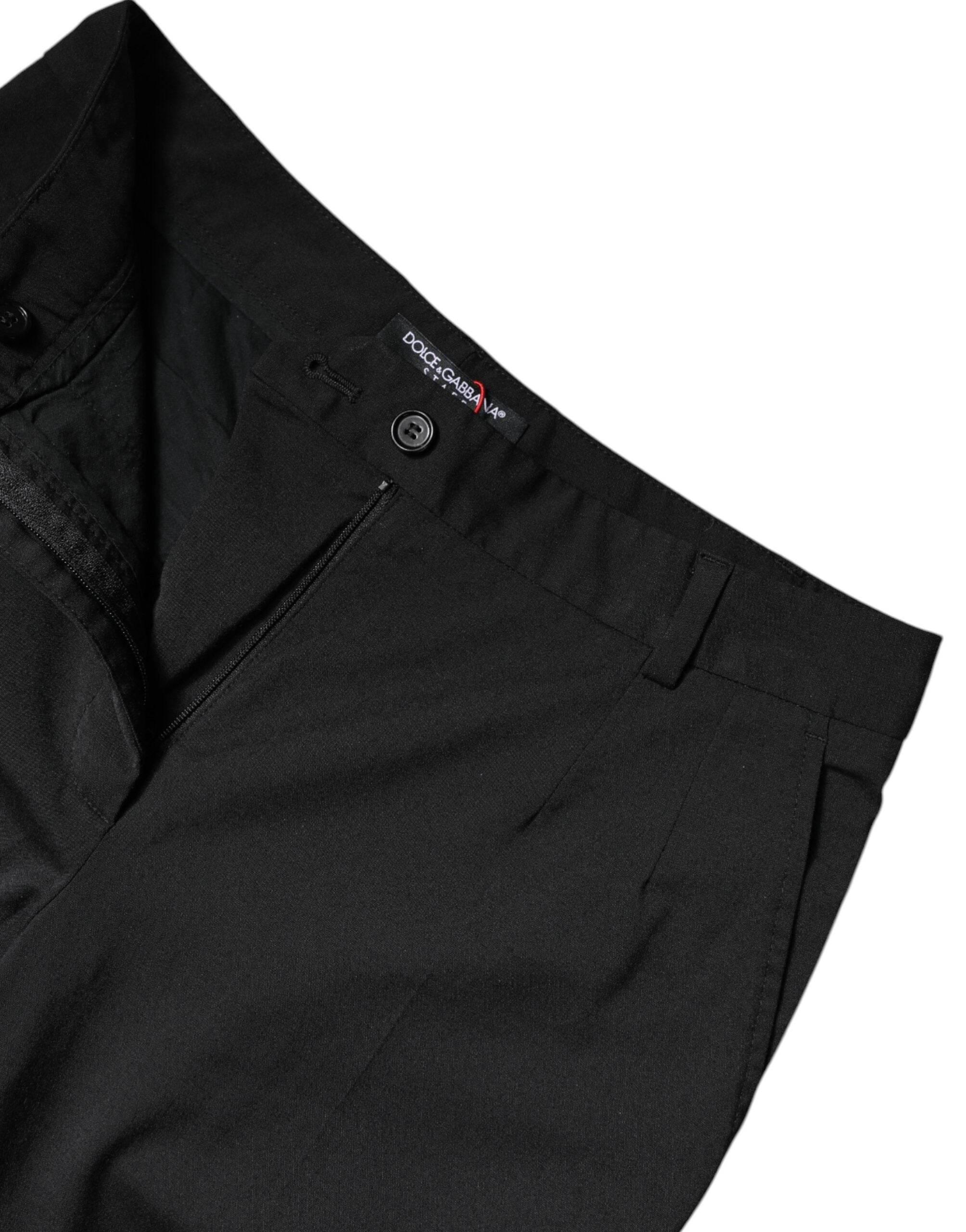 Dolce & Gabbana Black Polyester High Waist Slim Pants - Hilstor