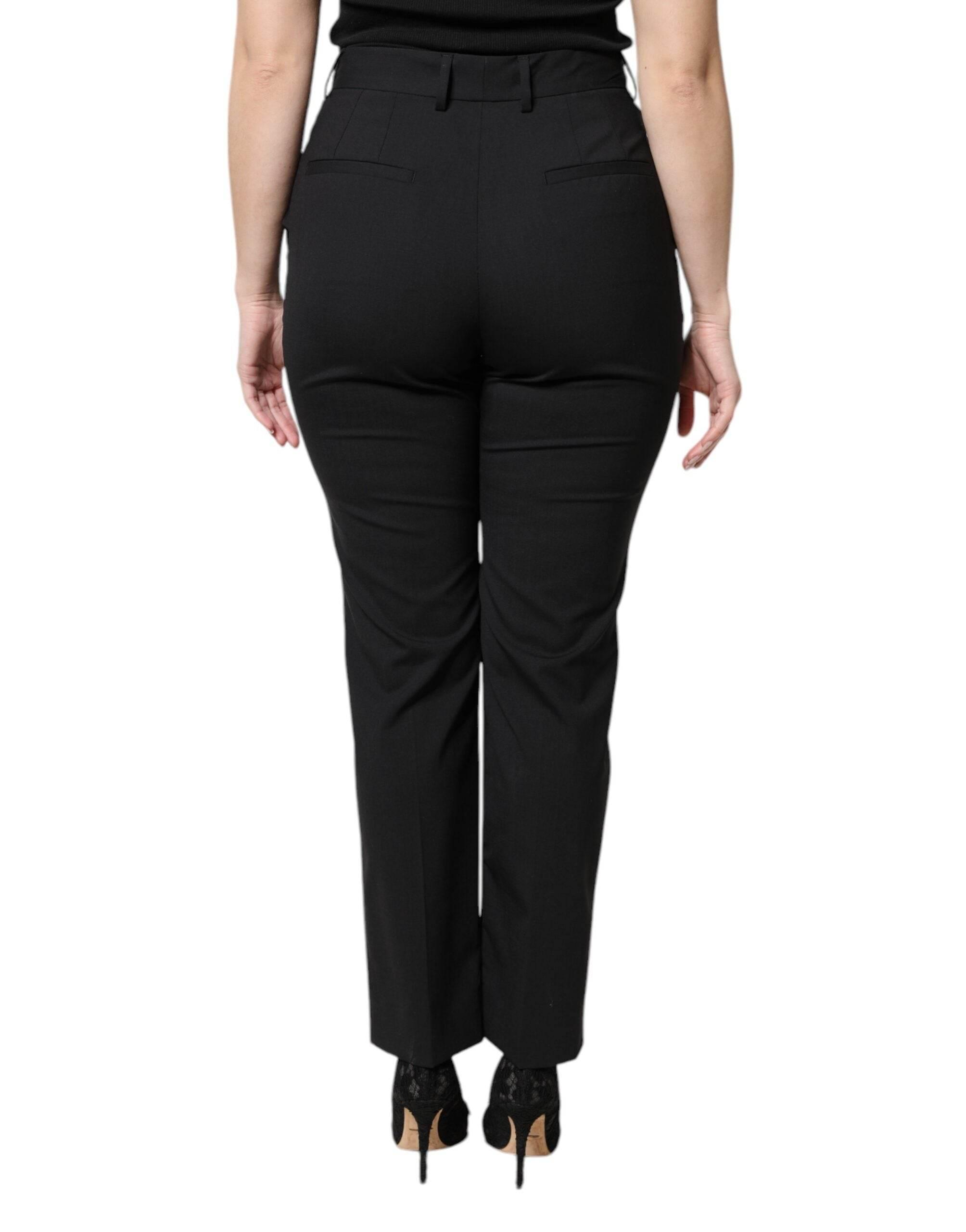 Dolce & Gabbana Black Polyester High Waist Dress Pants - Hilstor
