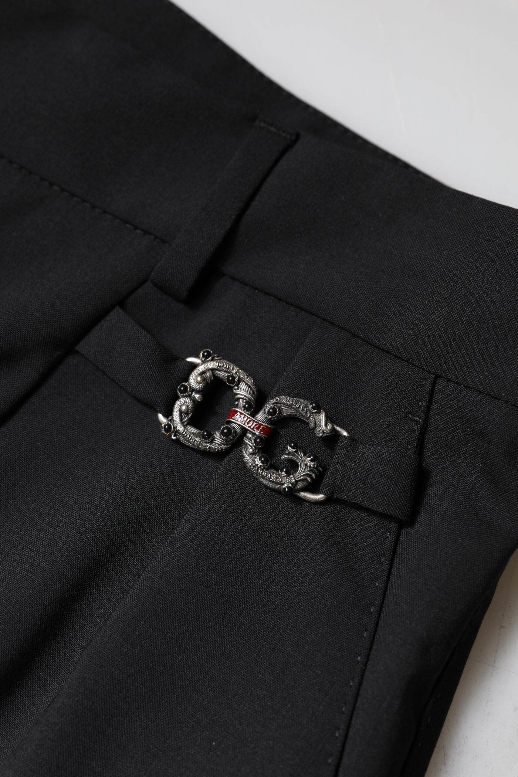 Dolce & Gabbana Black Polyester High Waist Dress Pants - Hilstor