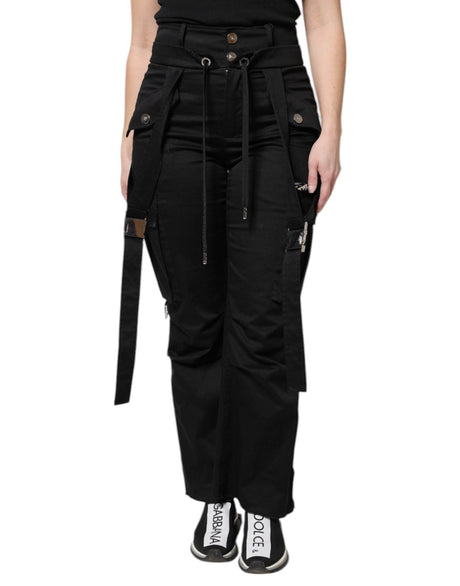 Dolce & Gabbana Black Cotton High Waist Cargo Pants - Hilstor