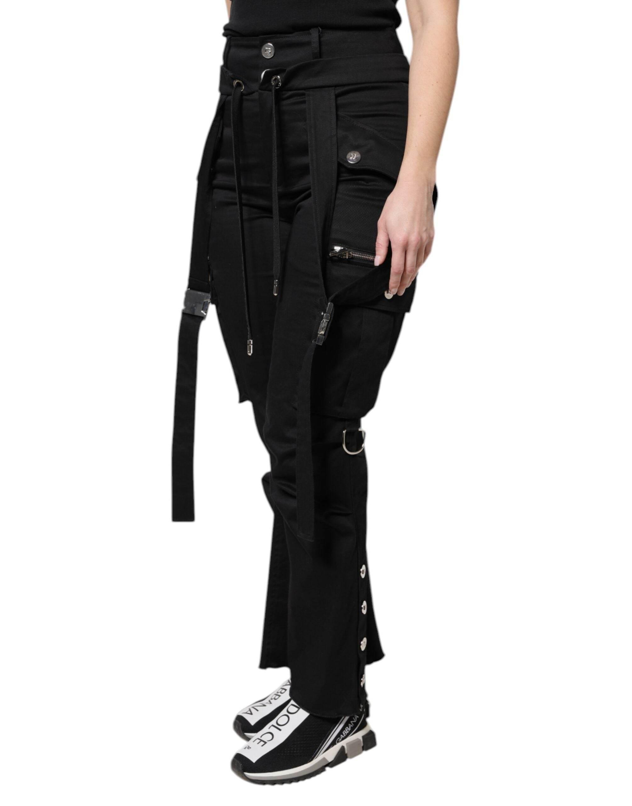 Dolce & Gabbana Black Cotton High Waist Cargo Pants - Hilstor