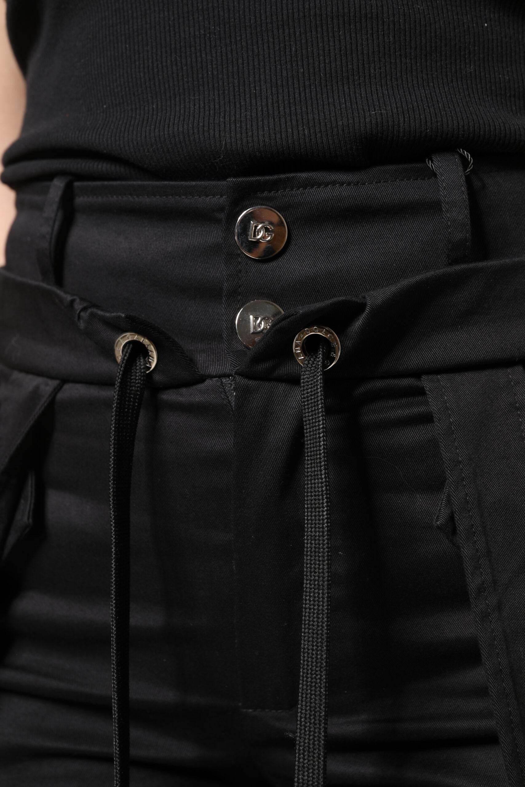 Dolce & Gabbana Black Cotton High Waist Cargo Pants - Hilstor