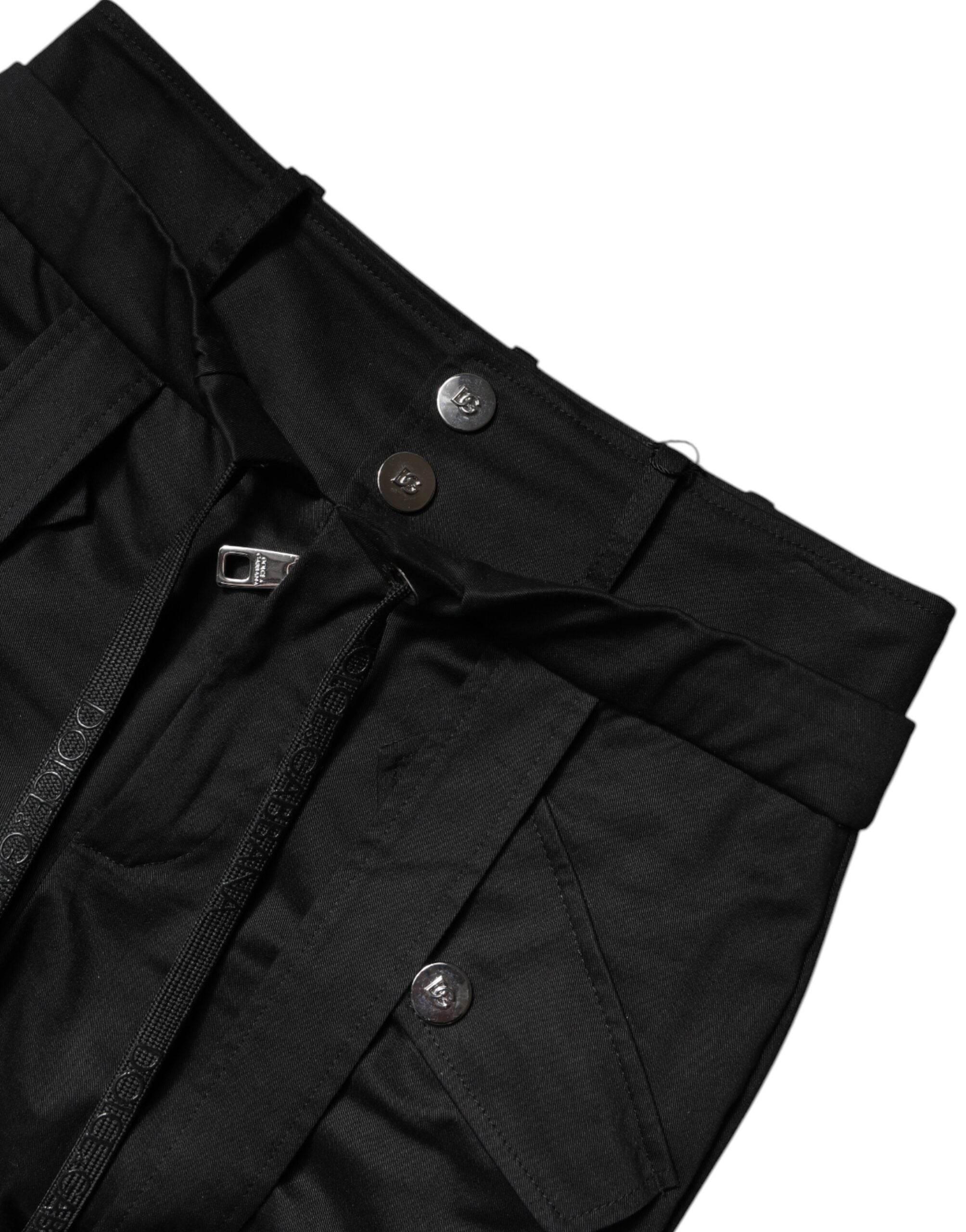 Dolce & Gabbana Black Cotton High Waist Cargo Pants - Hilstor