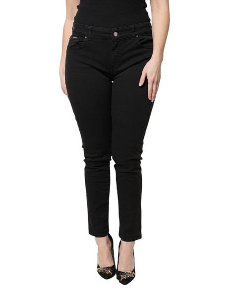Dolce & Gabbana Black Cotton High Waist Skinny Denim Jeans - Hilstor
