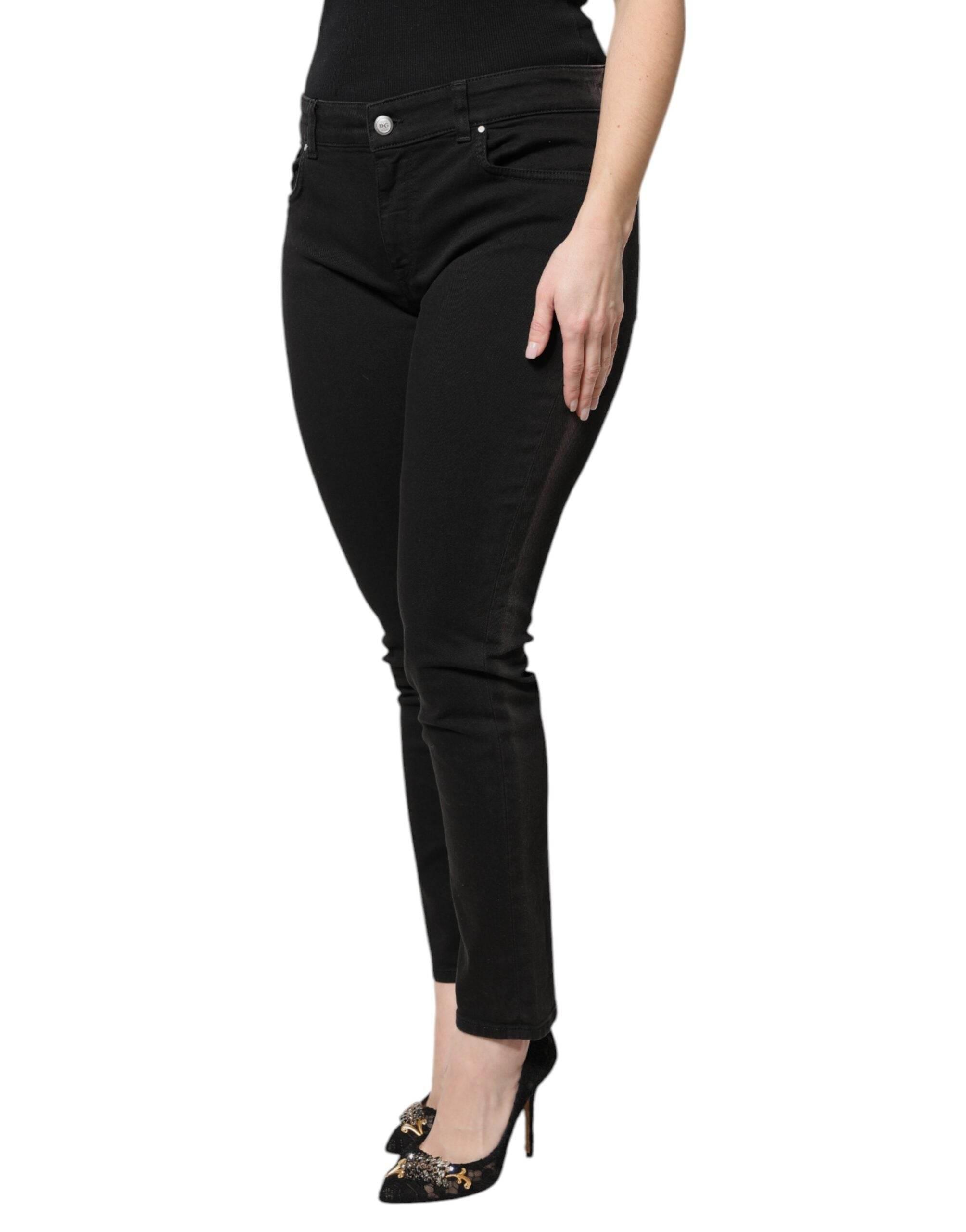 Dolce & Gabbana Black Cotton High Waist Skinny Denim Jeans - Hilstor