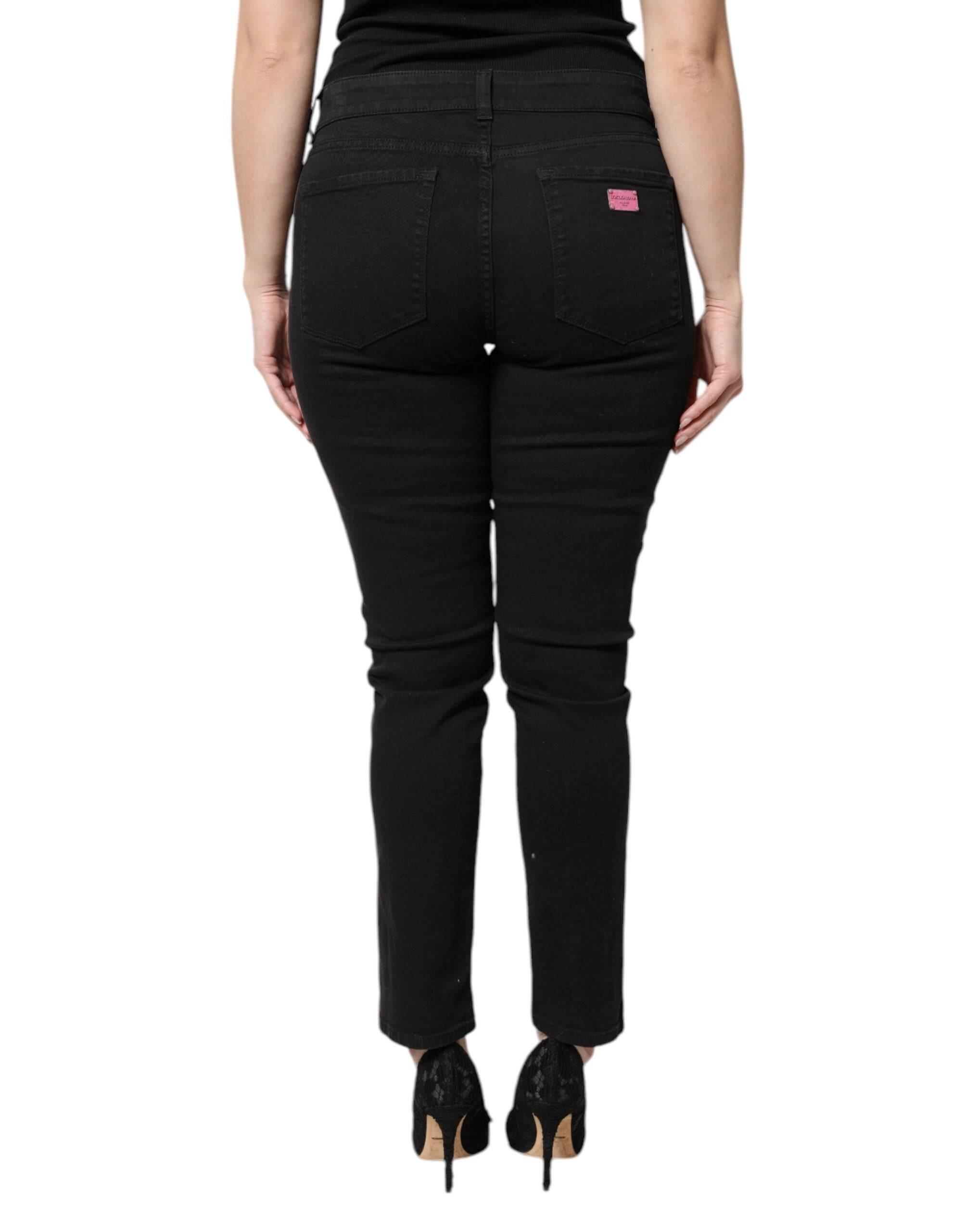 Dolce & Gabbana Black Cotton High Waist Skinny Denim Jeans - Hilstor