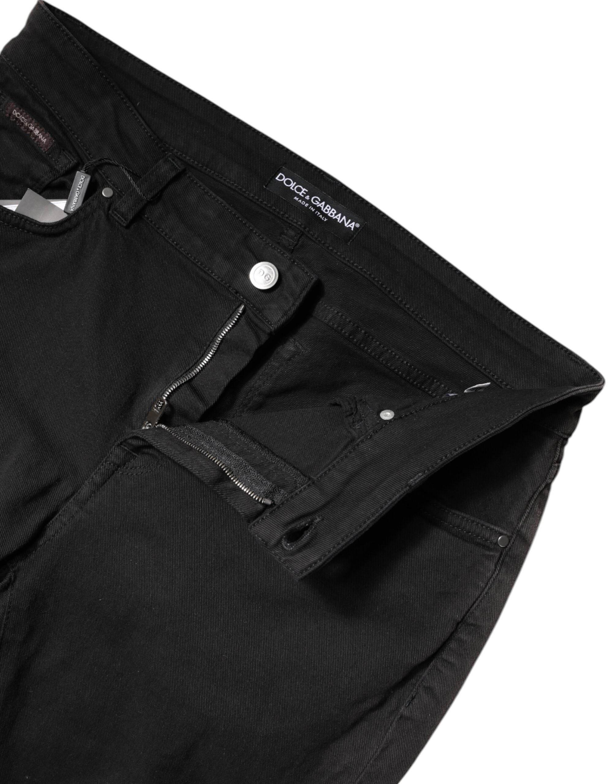 Dolce & Gabbana Black Cotton High Waist Skinny Denim Jeans - Hilstor
