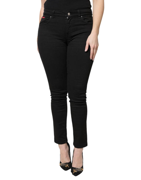 Dolce & Gabbana Black Cotton High Waist Skinny Denim Jeans - Hilstor