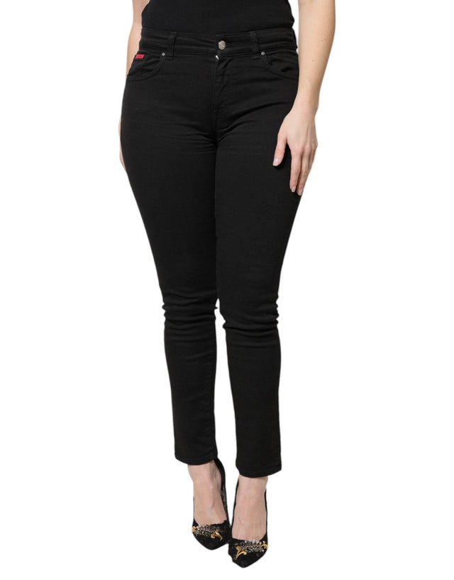 Dolce & Gabbana Black Cotton High Waist Skinny Denim Jeans - Hilstor