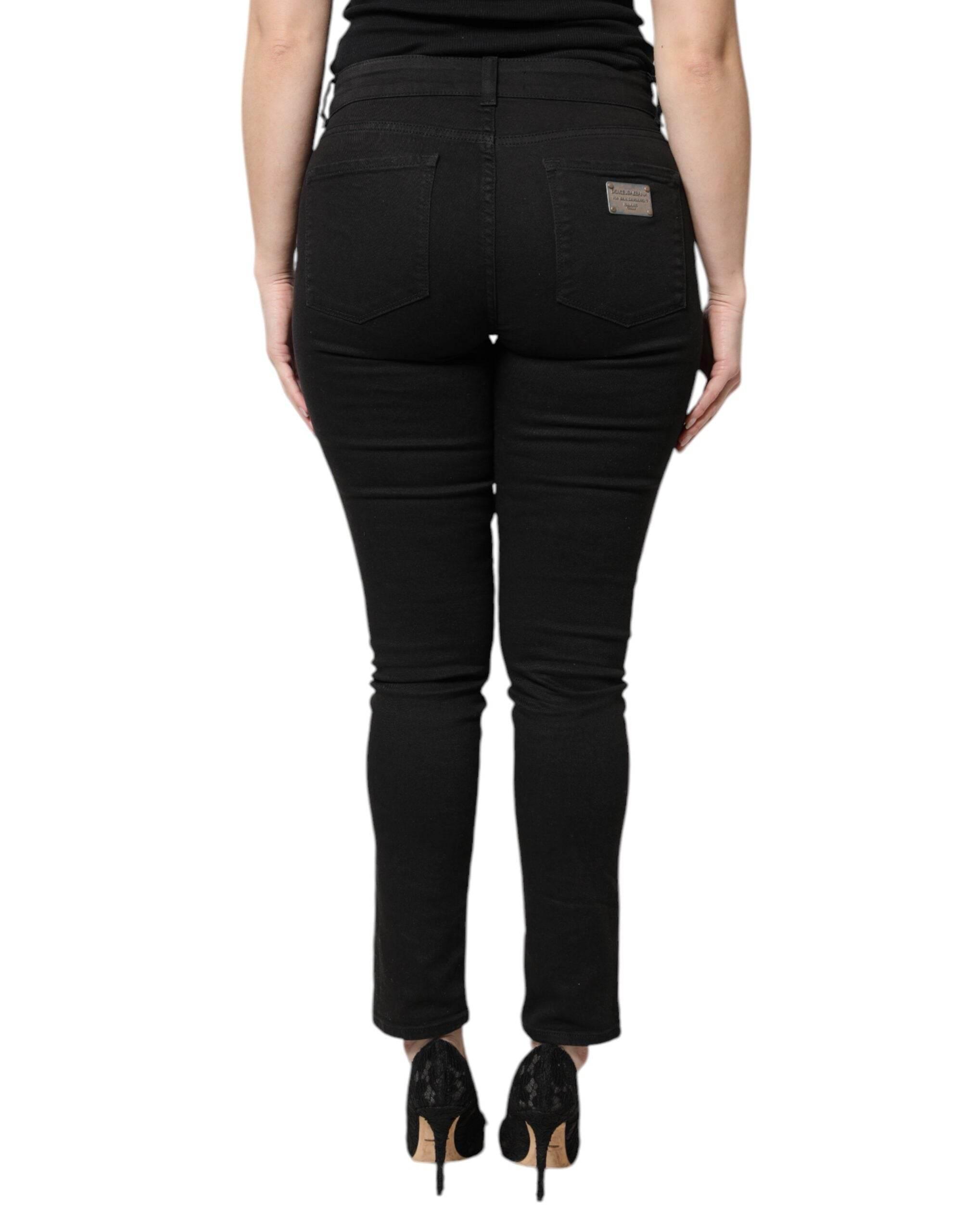 Dolce & Gabbana Black Cotton High Waist Skinny Denim Jeans - Hilstor