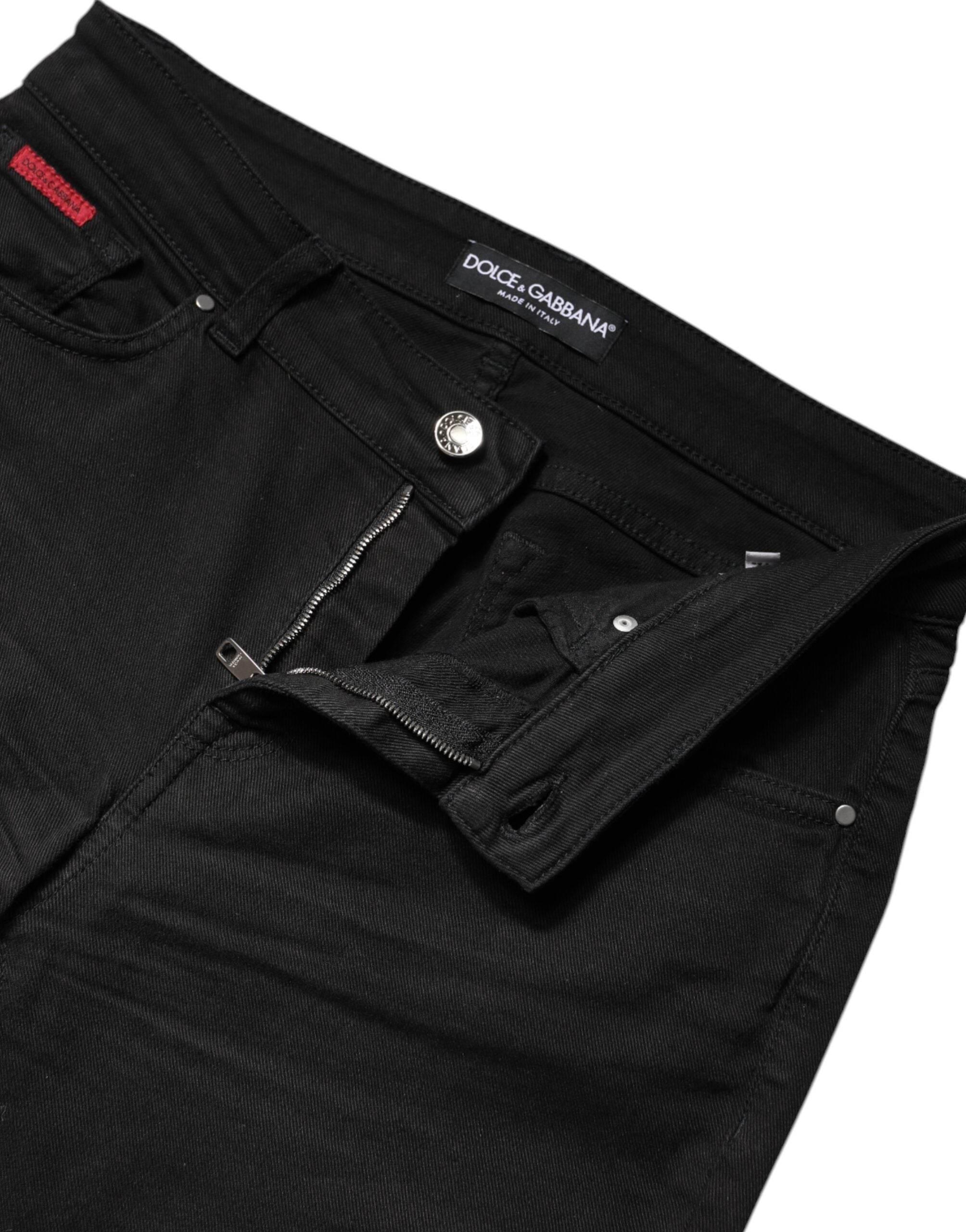 Dolce & Gabbana Black Cotton High Waist Skinny Denim Jeans - Hilstor