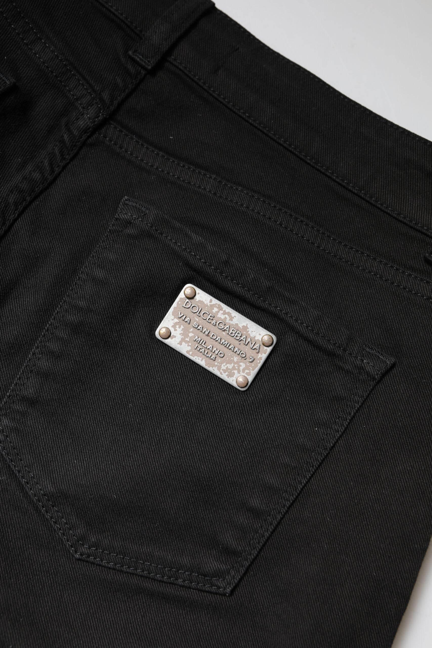 Dolce & Gabbana Black Cotton High Waist Skinny Denim Jeans - Hilstor