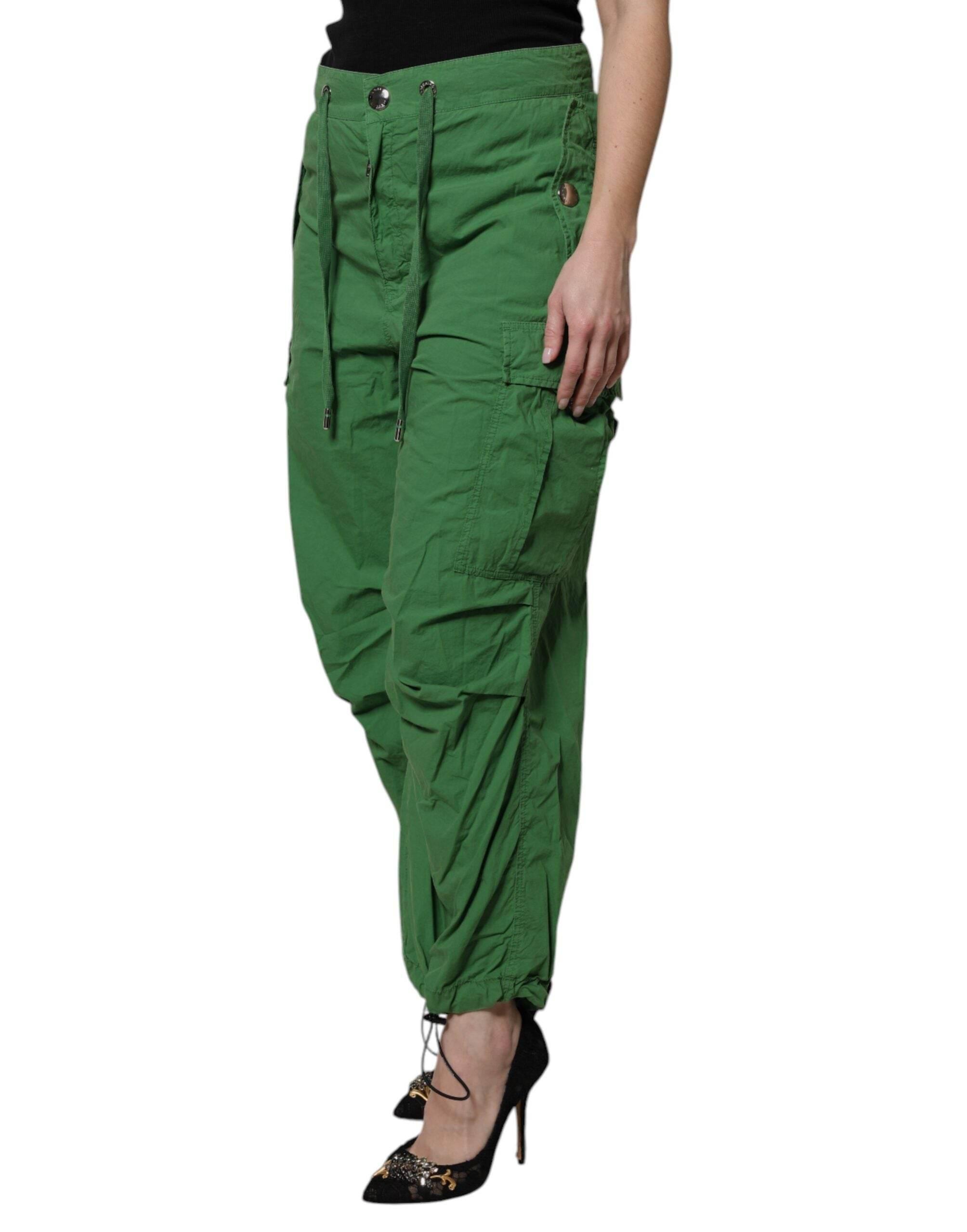 Dolce & Gabbana Green Cotton High Waist Cargo Pants - Hilstor