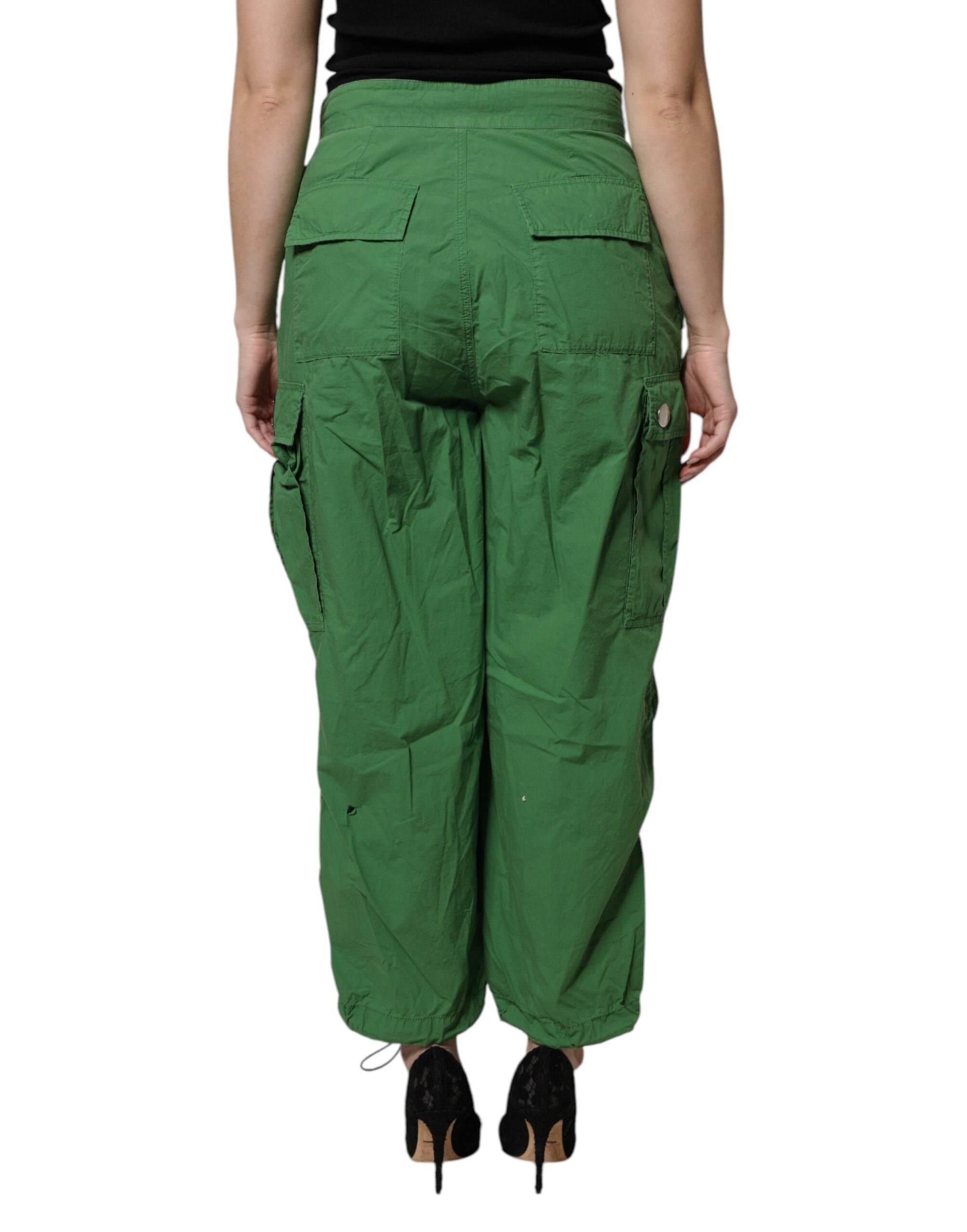 Dolce & Gabbana Green Cotton High Waist Cargo Pants - Hilstor