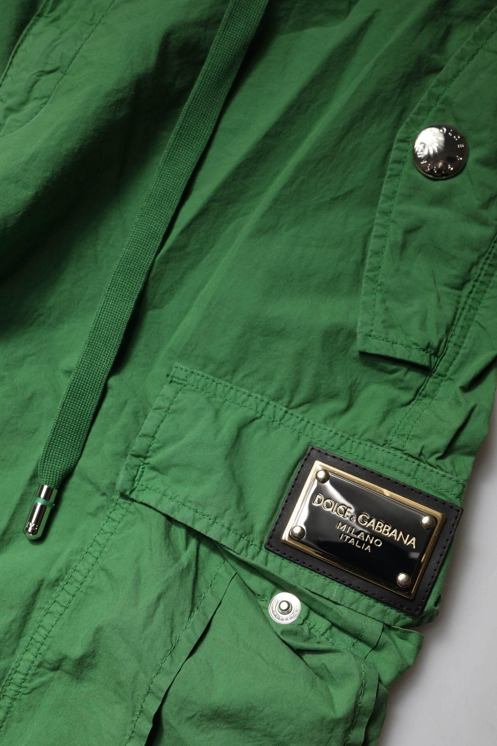 Dolce & Gabbana Green Cotton High Waist Cargo Pants - Hilstor