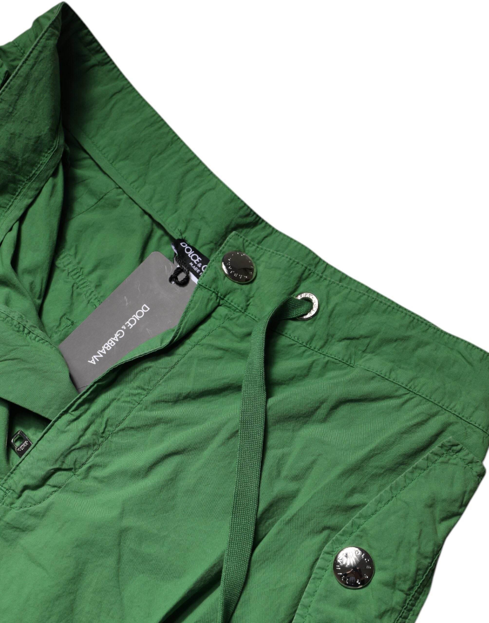 Dolce & Gabbana Green Cotton High Waist Cargo Pants - Hilstor