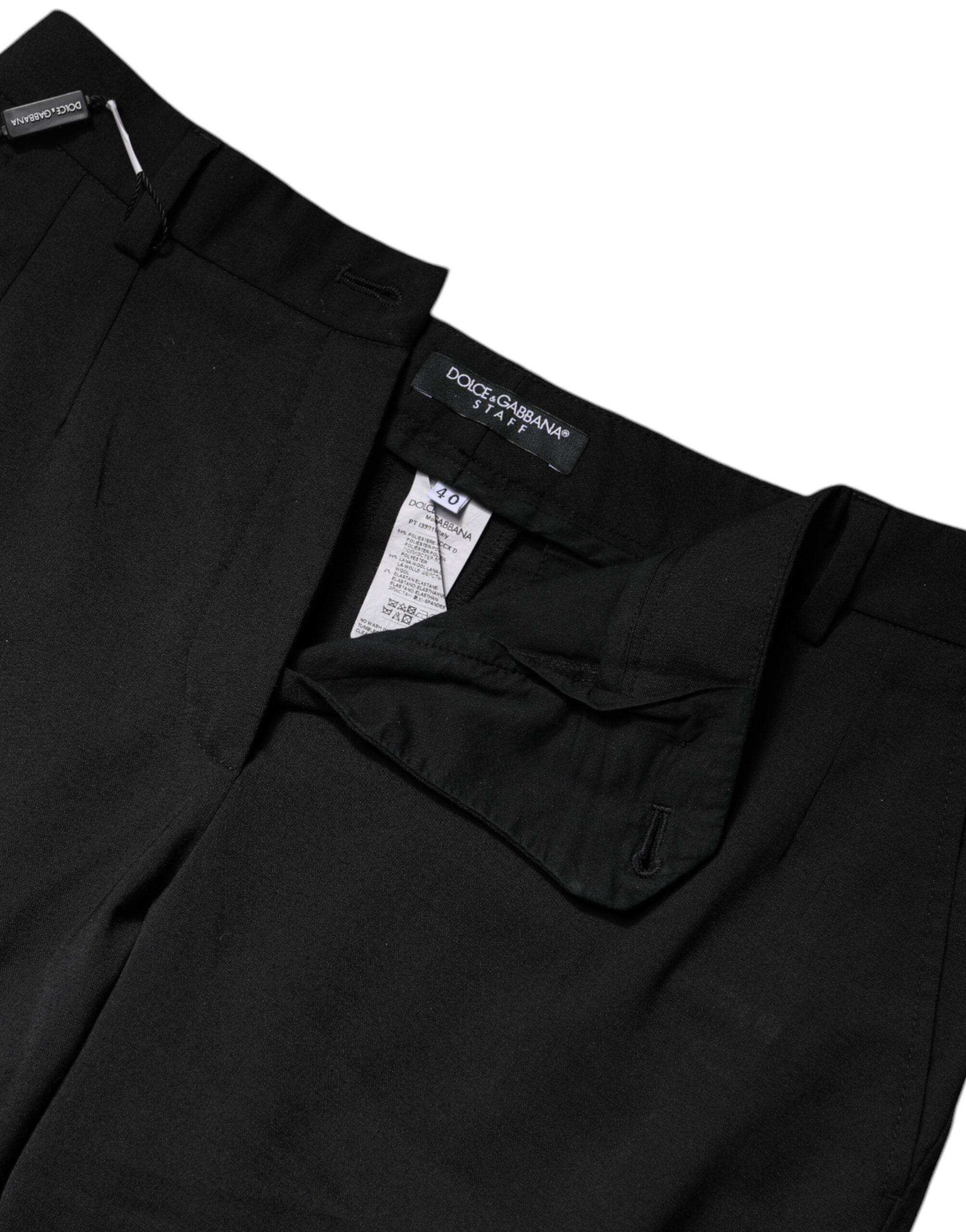Dolce & Gabbana Black Polyester High Waist Slim Pants - Hilstor