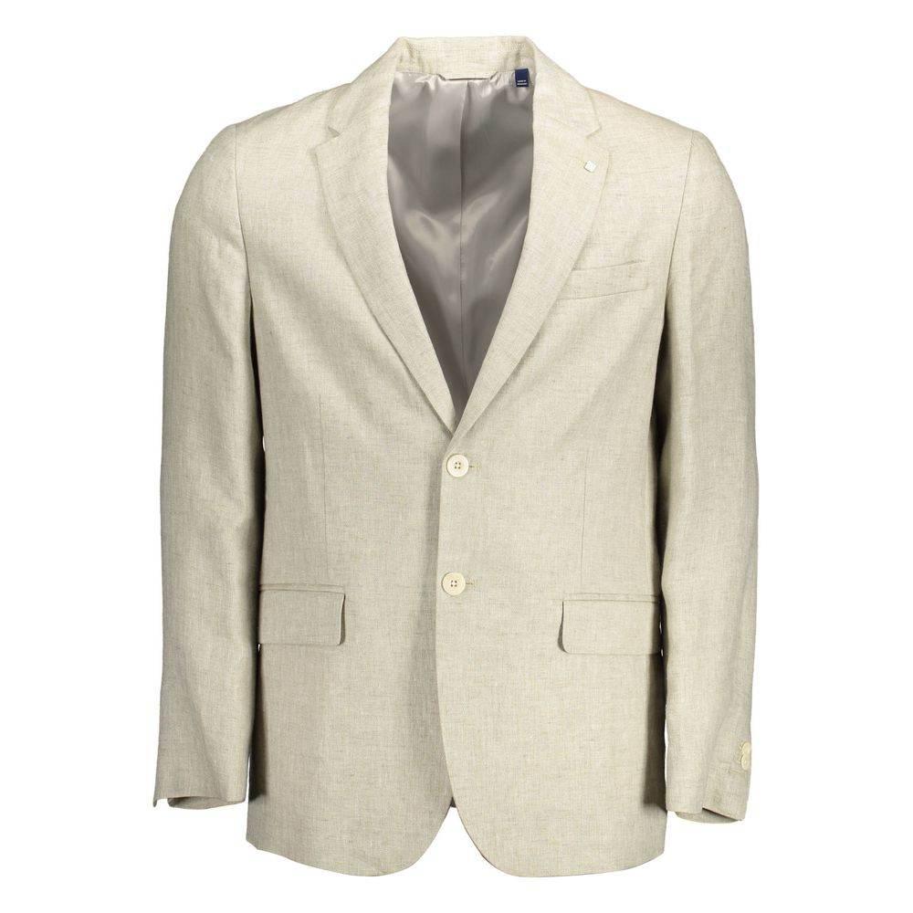 Gant Beige Linen Men Jacket - Hilstor