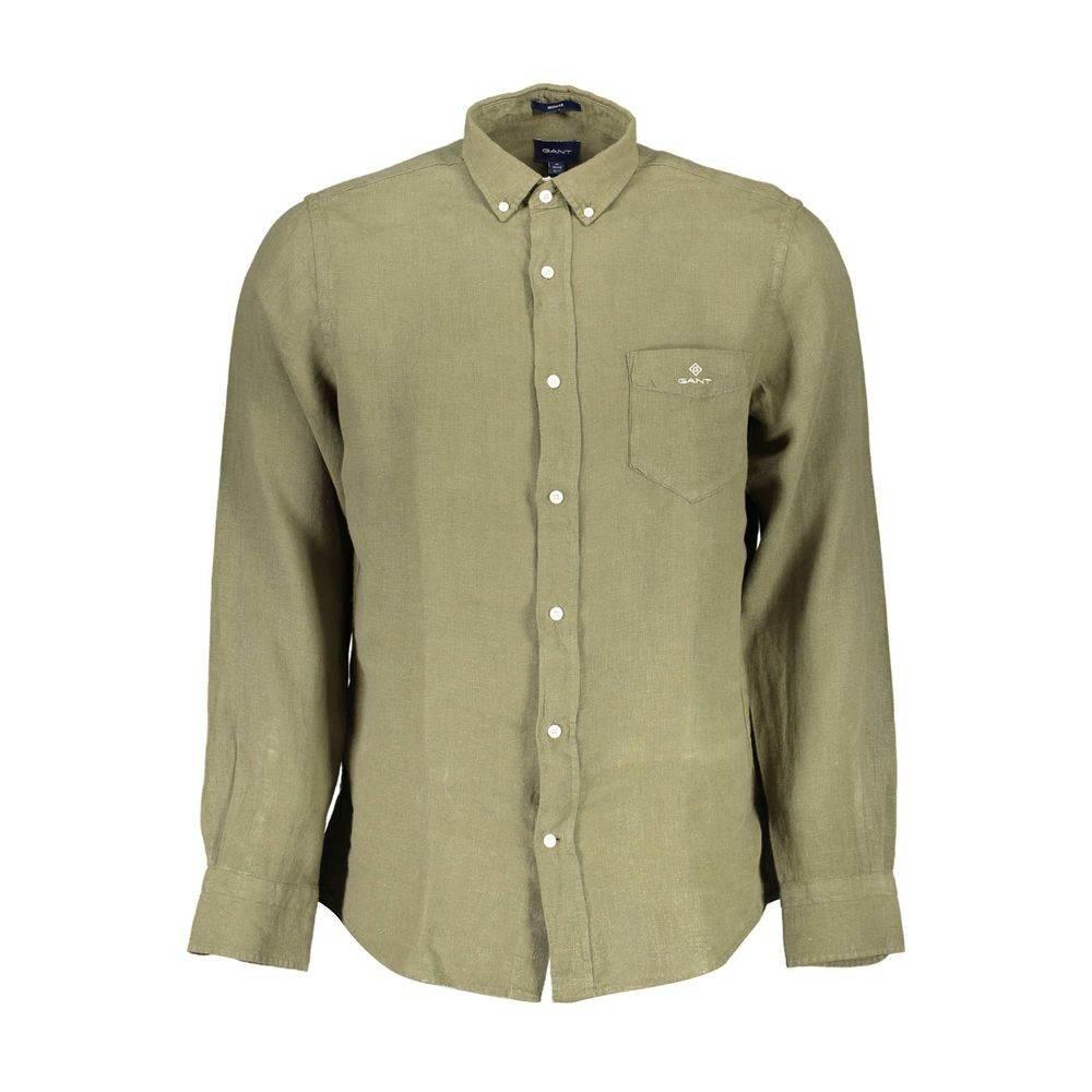 Gant Green Linen Men Shirt - Hilstor