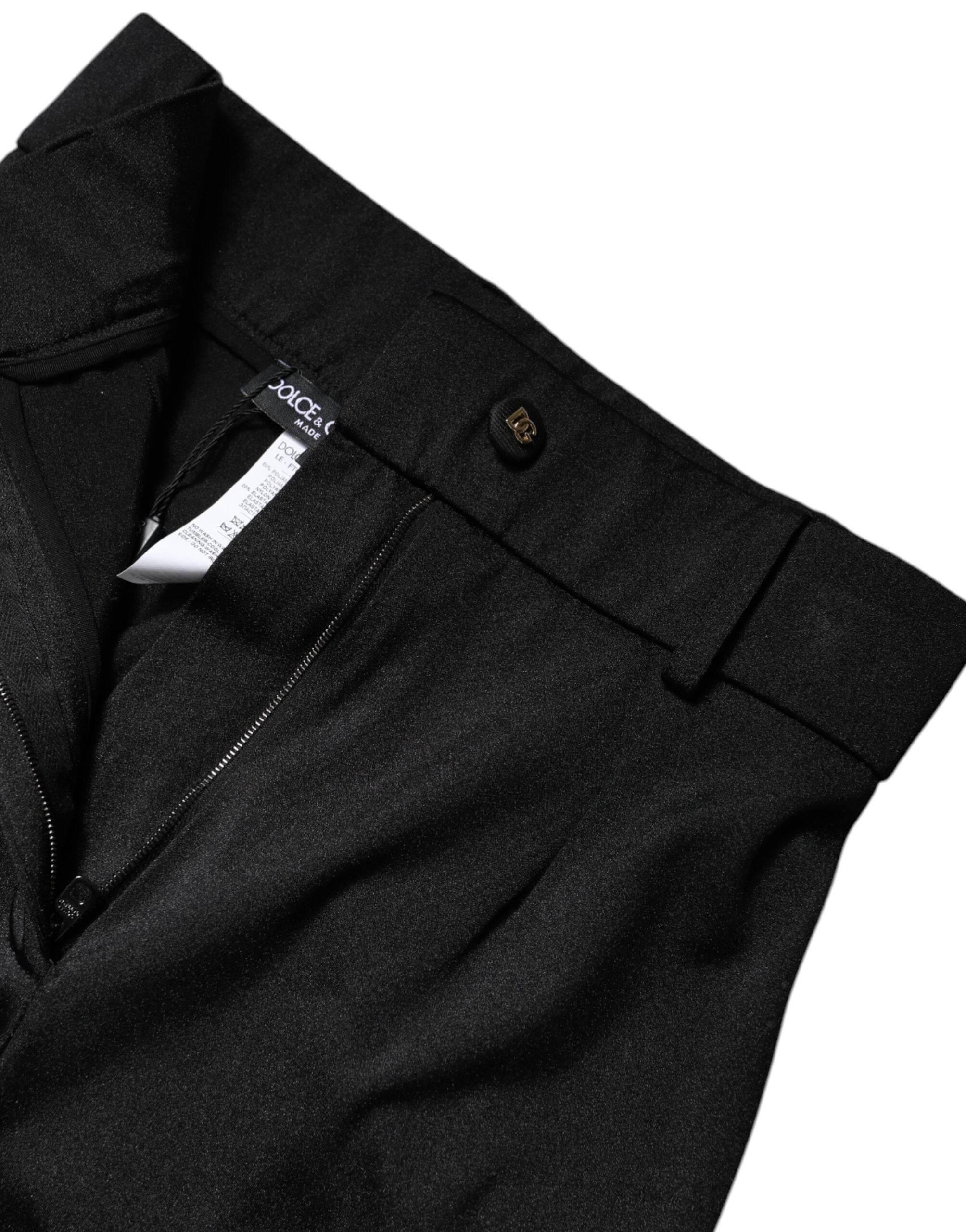Dolce & Gabbana Black Nylon High Waist Slim Fit Pants - Hilstor