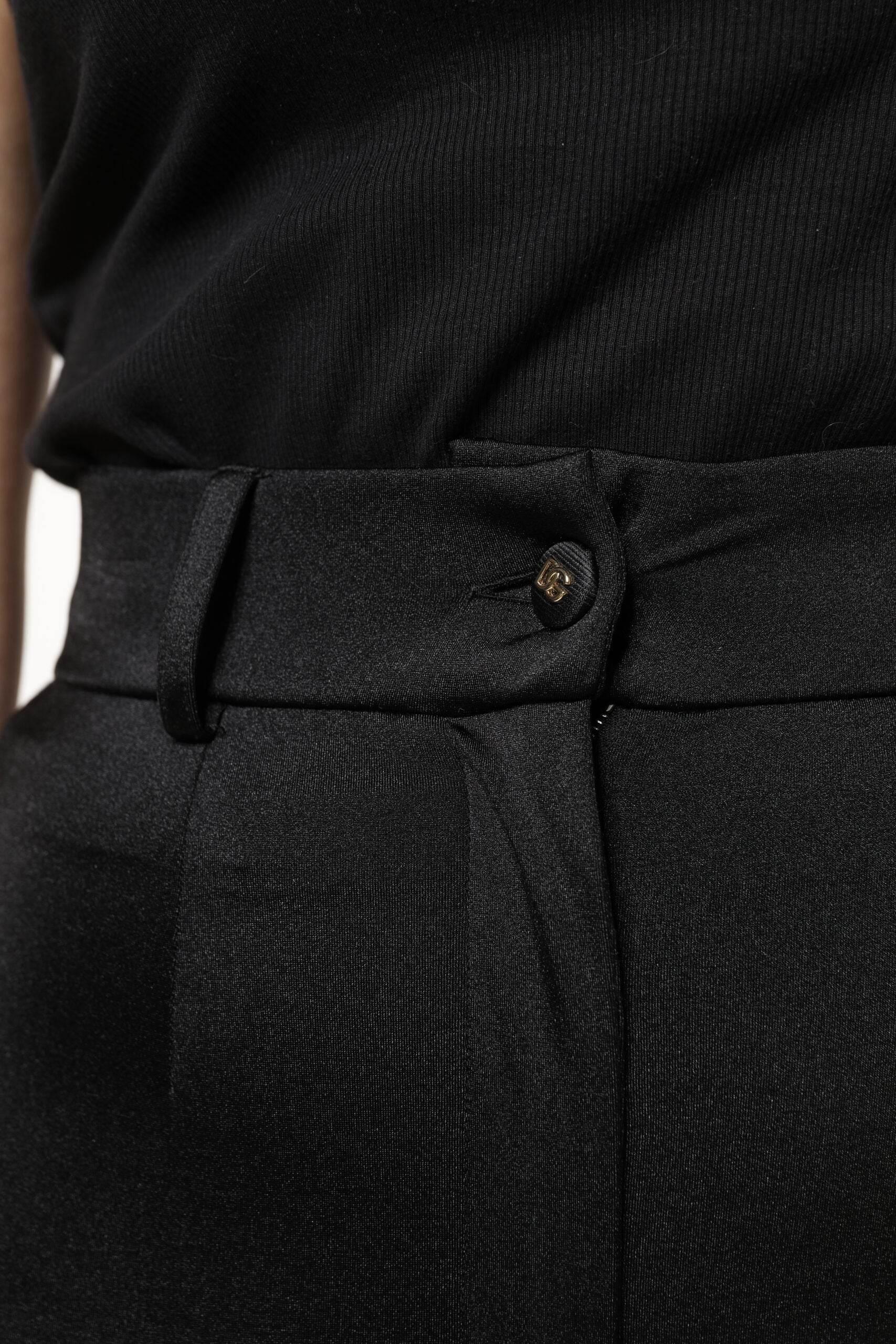 Dolce & Gabbana Black Nylon High Waist Slim Fit Pants - Hilstor