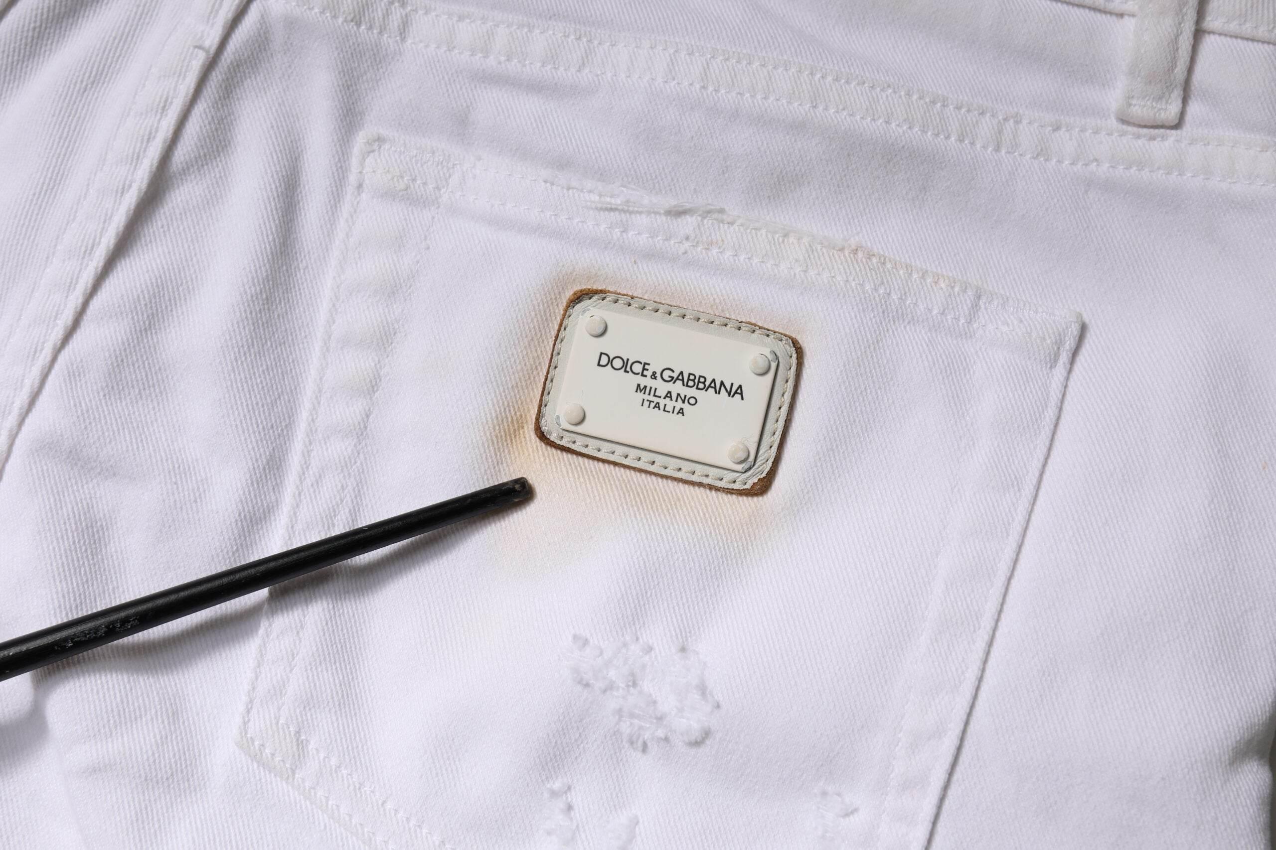 Dolce & Gabbana White Cotton High Waist Skinny Denim Jeans - Hilstor