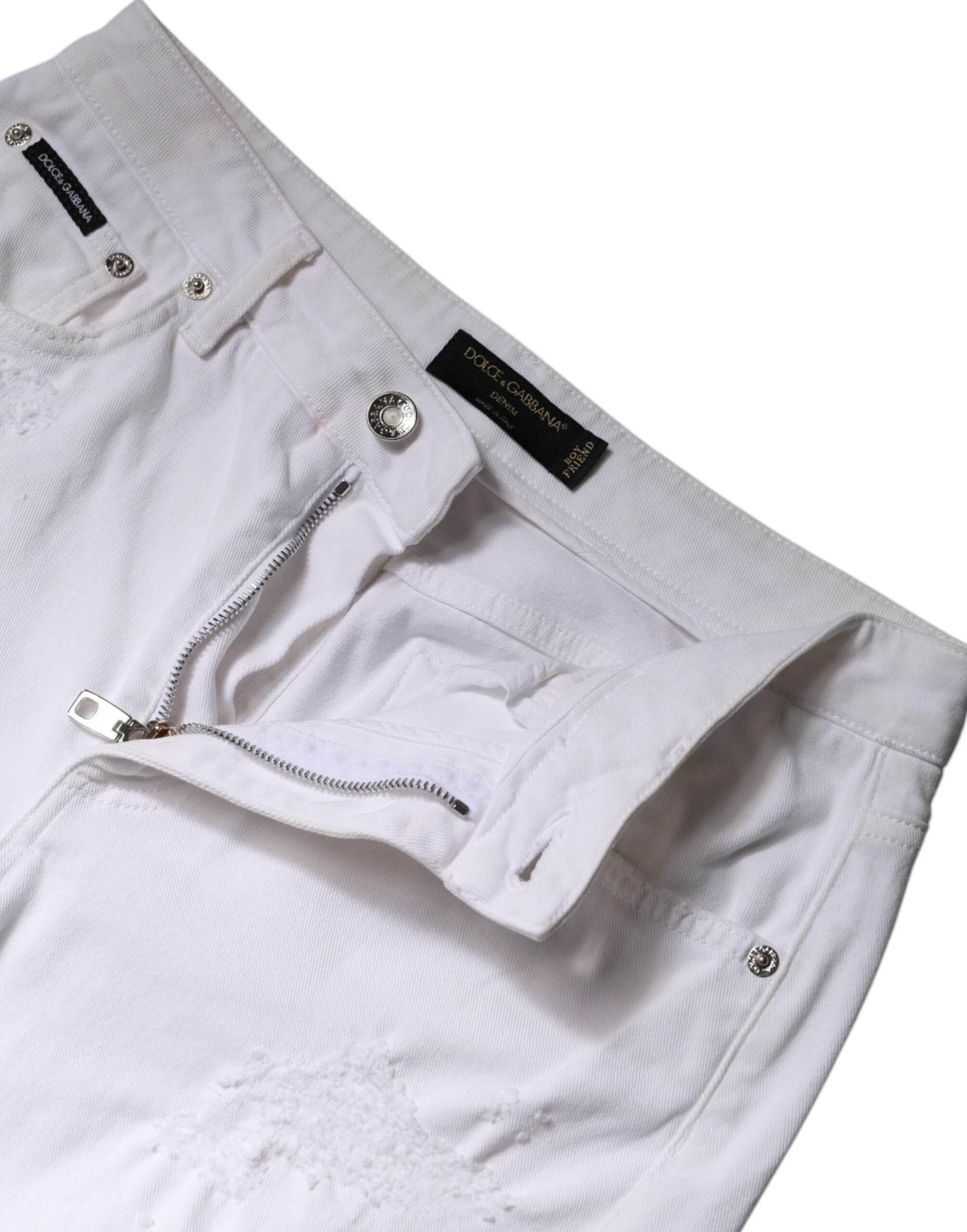 Dolce & Gabbana White Cotton High Waist Skinny Denim Jeans - Hilstor