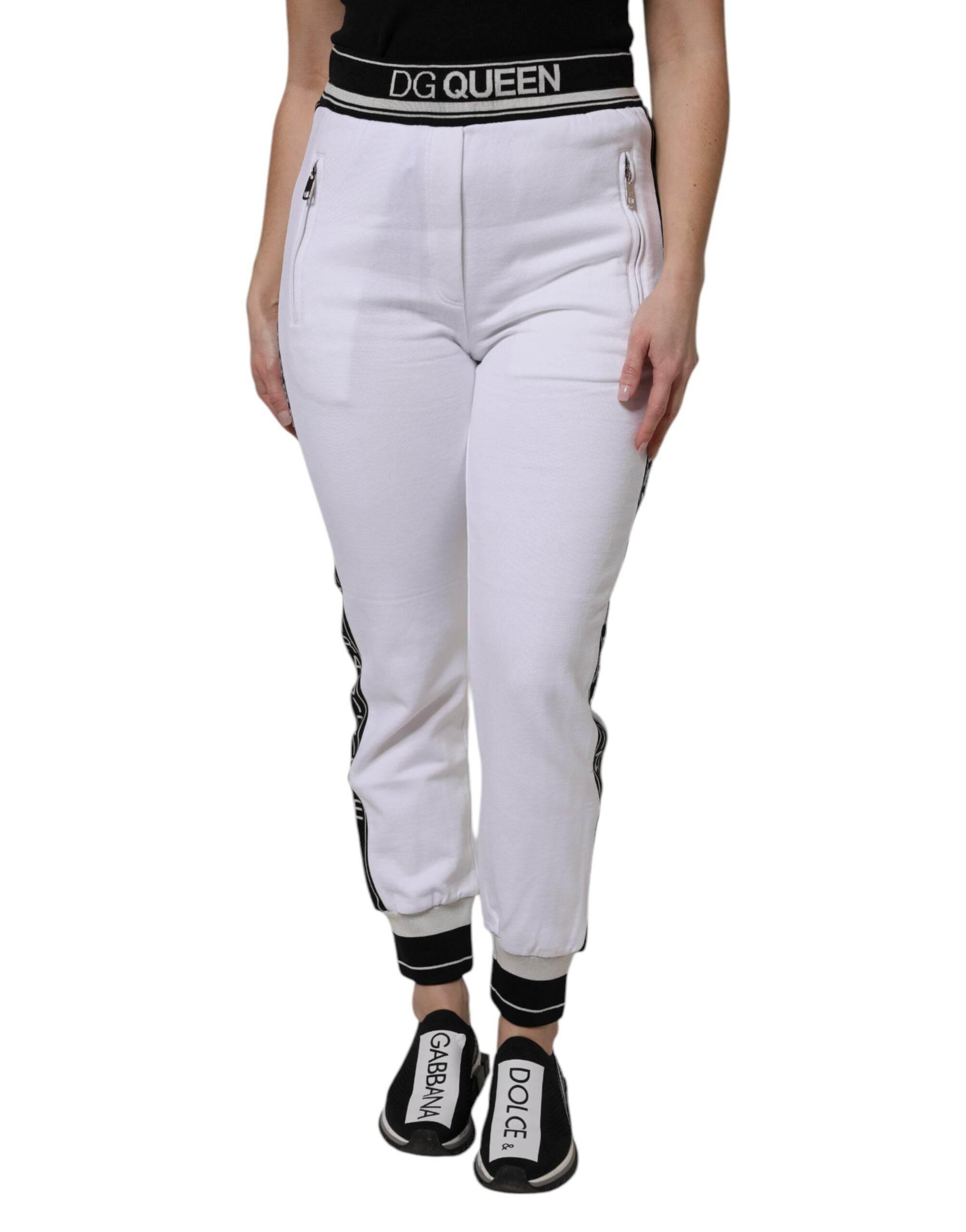 Dolce & Gabbana White Cotton Stretch Jogger Sweatpants Pants - Hilstor