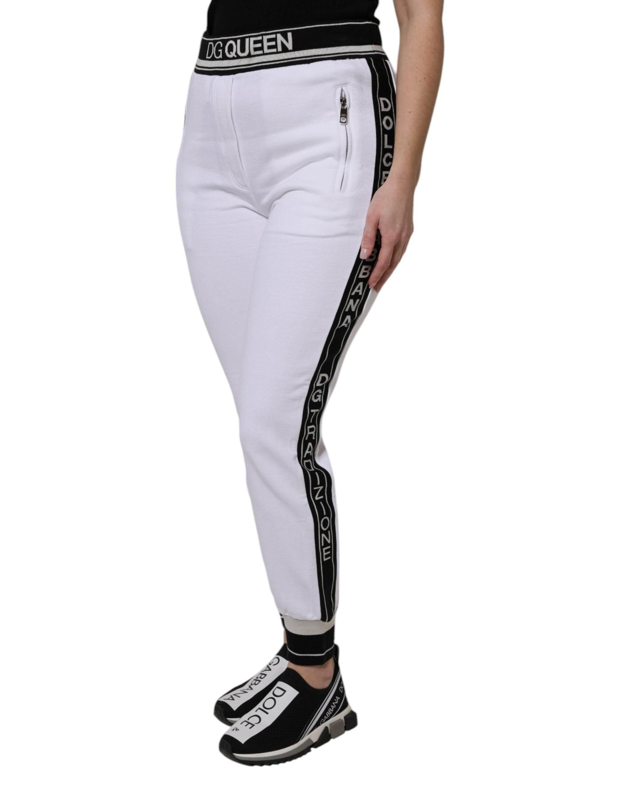 Dolce & Gabbana White Cotton Stretch Jogger Sweatpants Pants - Hilstor