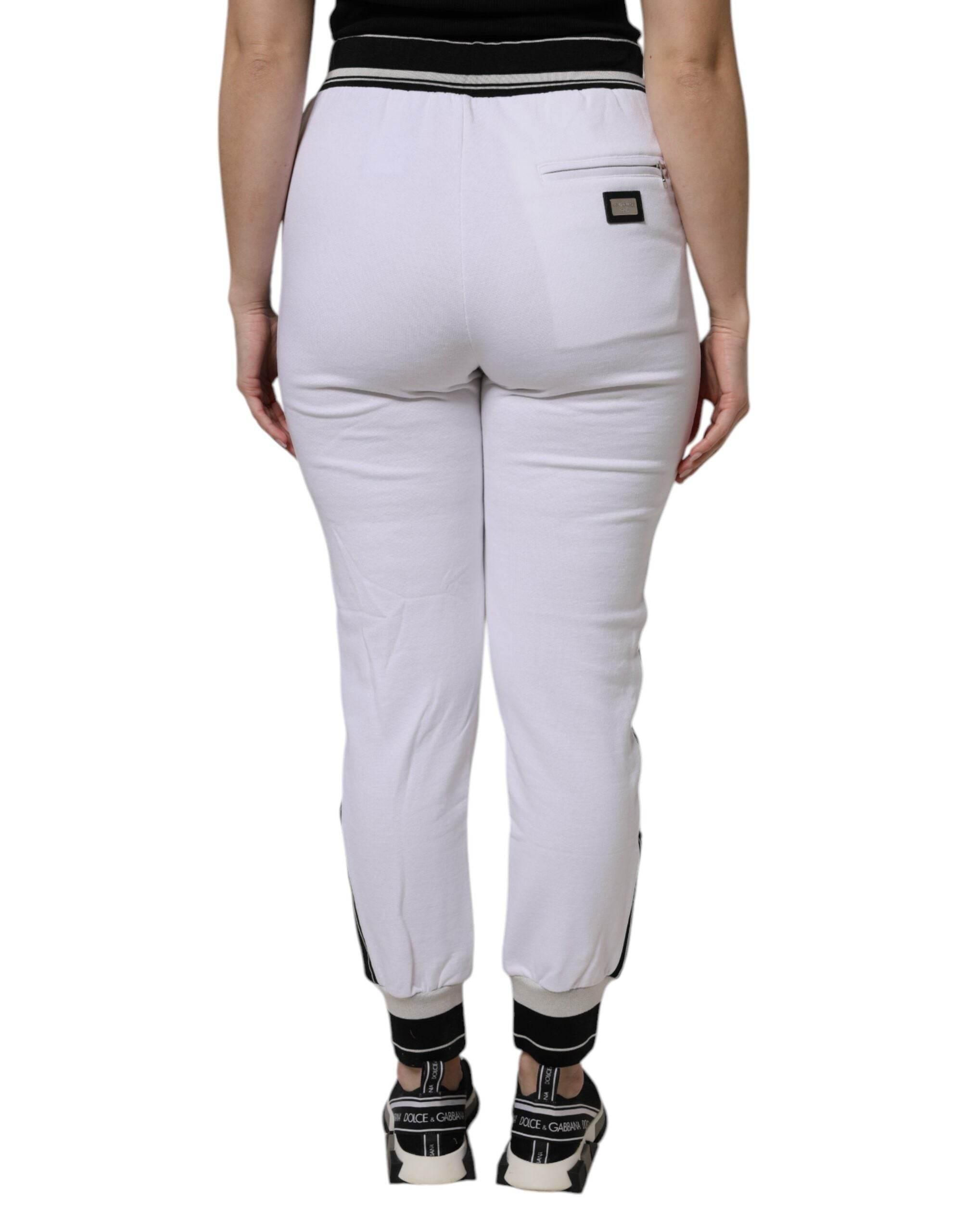 Dolce & Gabbana White Cotton Stretch Jogger Sweatpants Pants - Hilstor