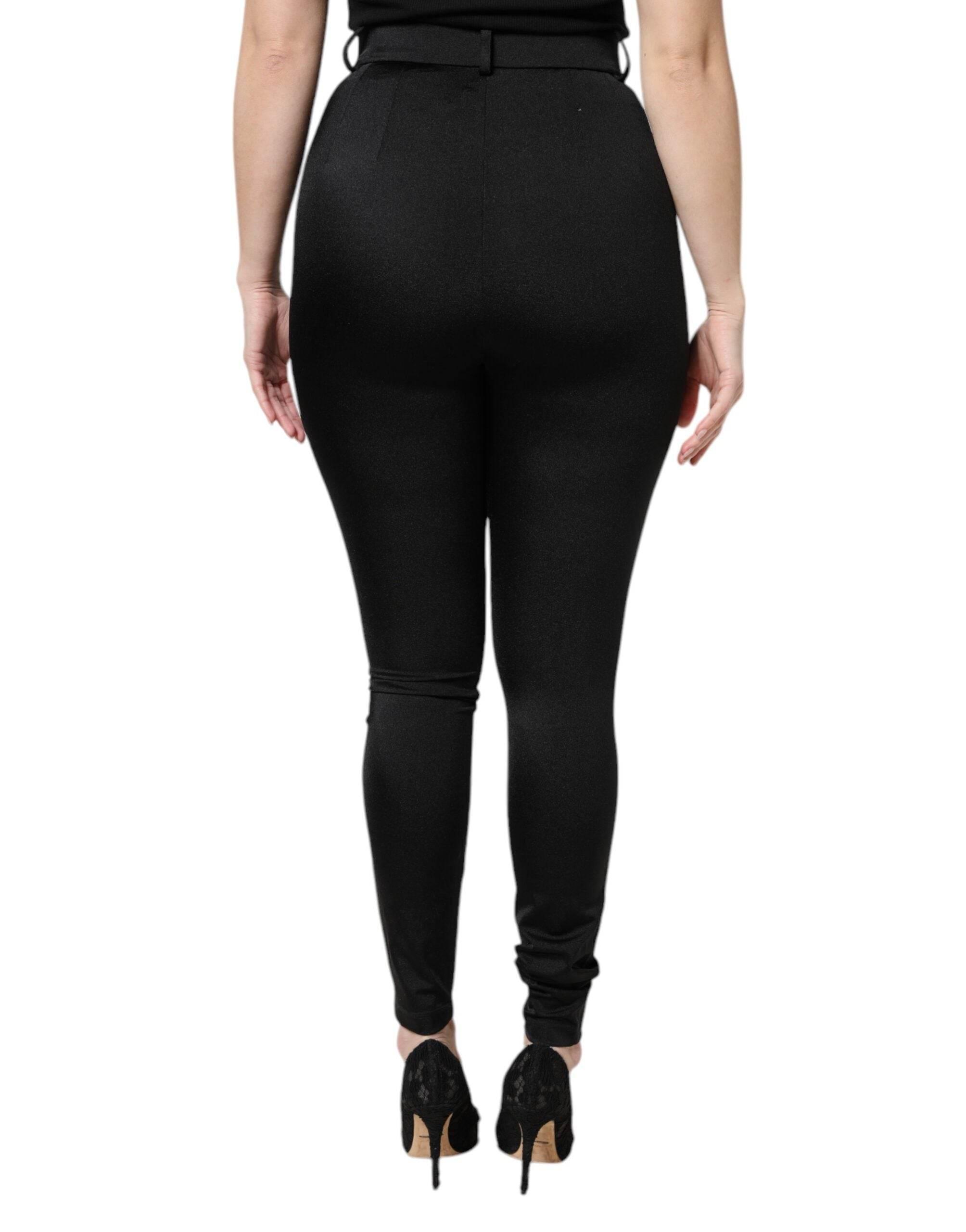 Dolce & Gabbana Black Nylon High Waist Slim Fit Pants - Hilstor