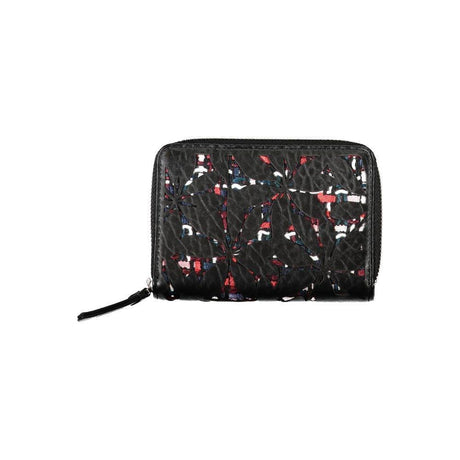 Desigual Elegant Black Zip Wallet with Contrasting Accents - Hilstor