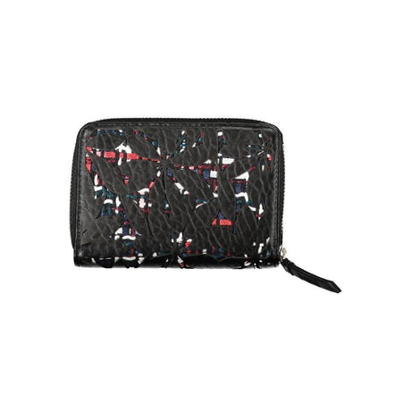 Desigual Elegant Black Zip Wallet with Contrasting Accents - Hilstor