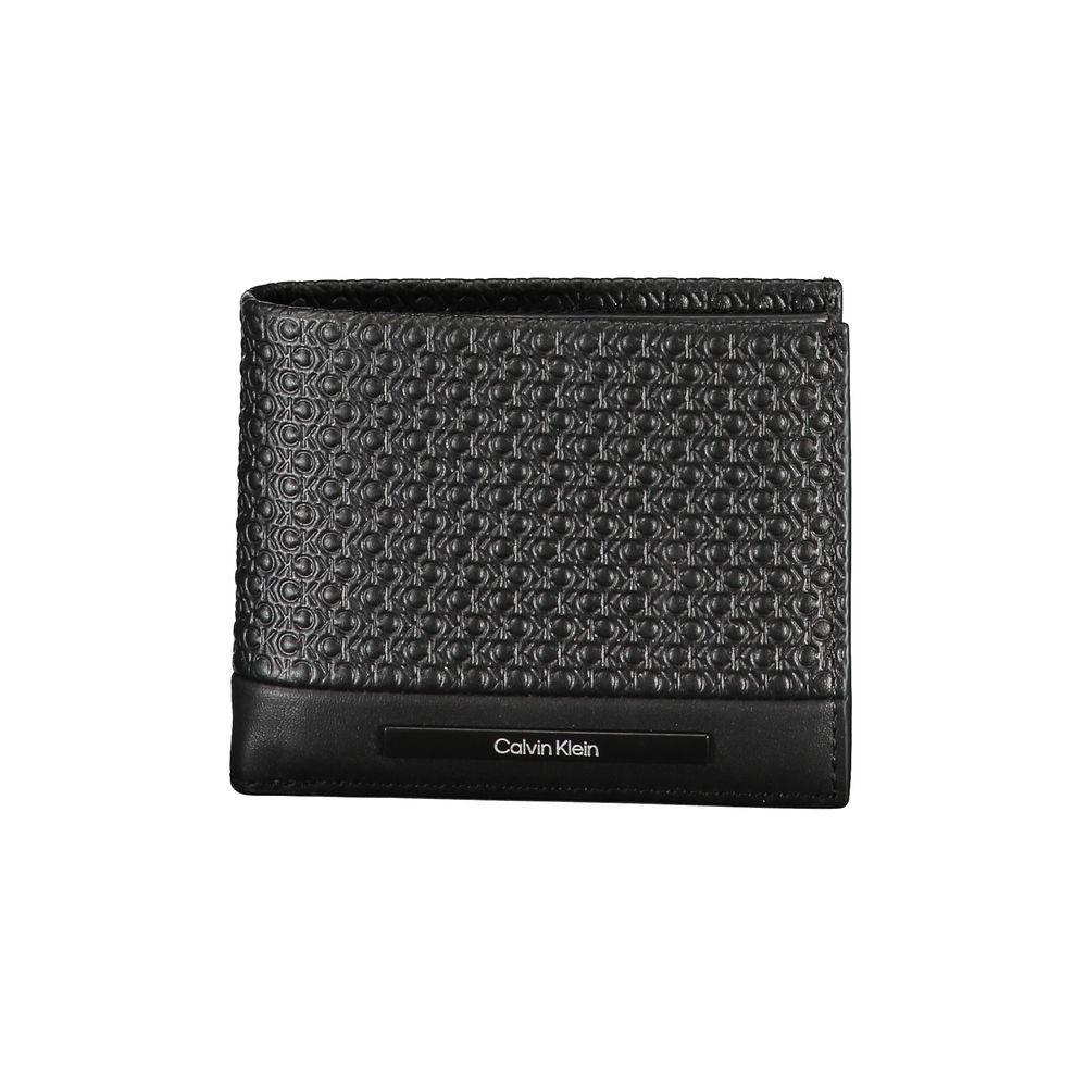 Calvin Klein Sleek Black Leather Wallet with Contrast Details - Hilstor